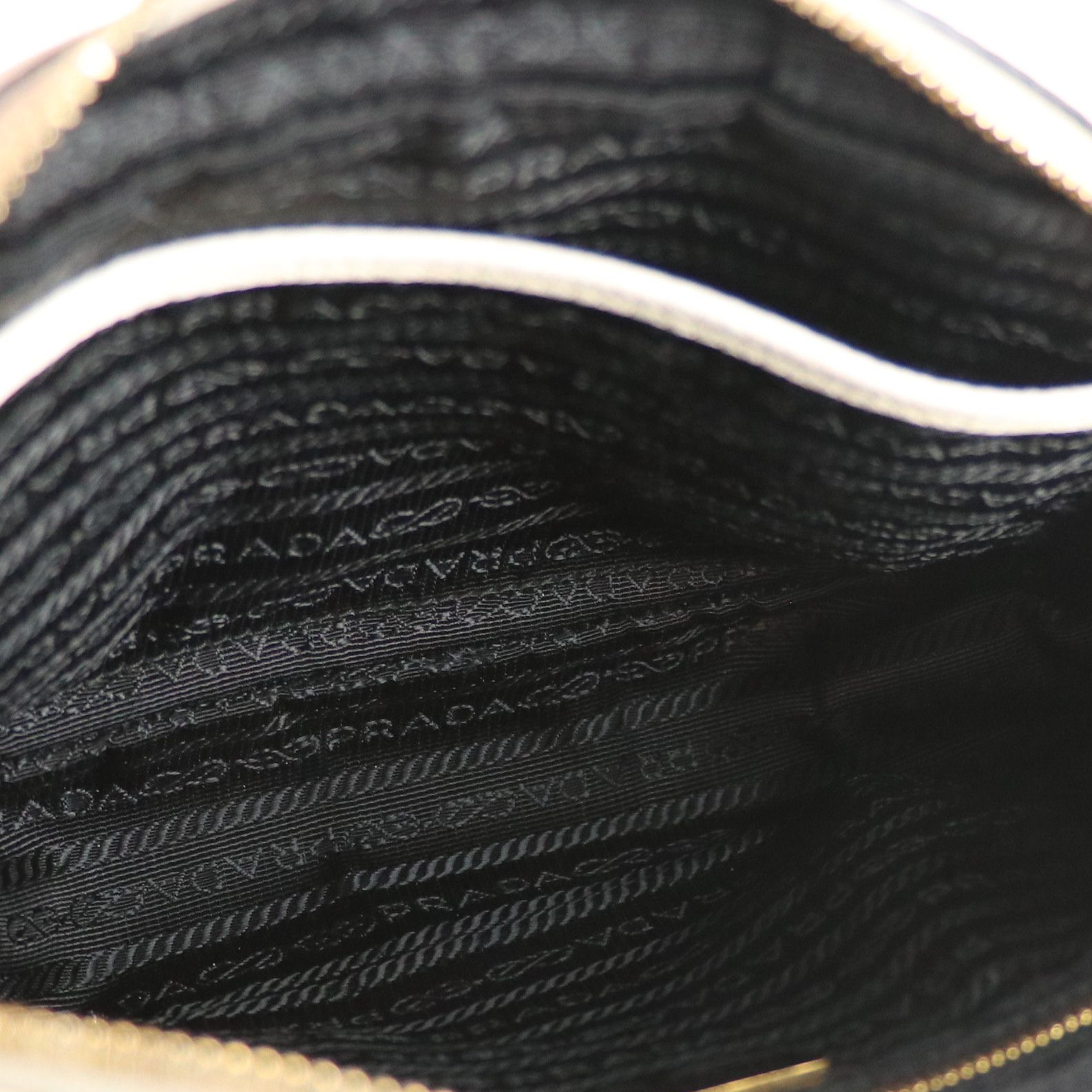 Prada Zip-Around Crossbody Bag in Ivory Grained Calfskin Leather