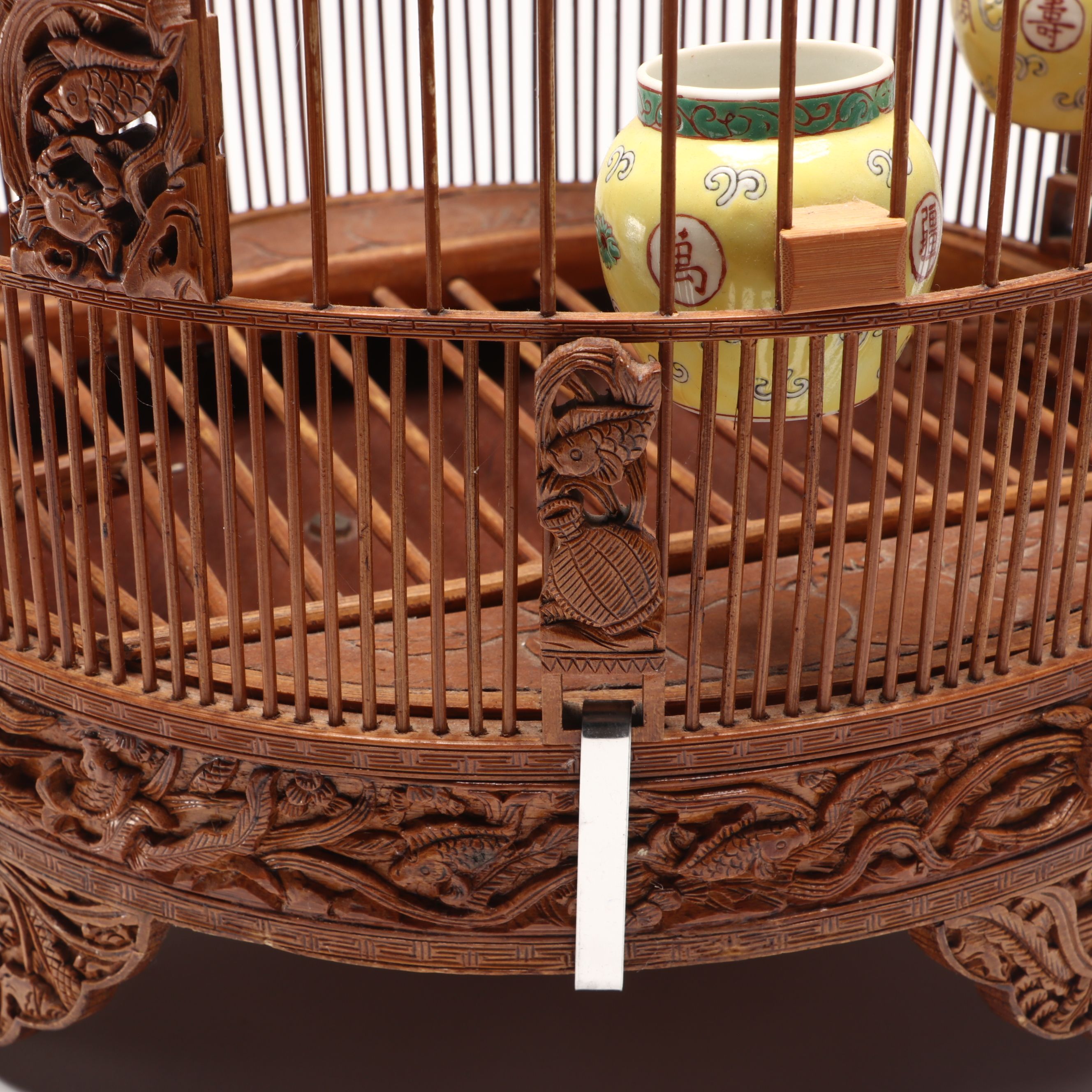 Chinese Handcrafted Wood and Bamboo Bird Cage