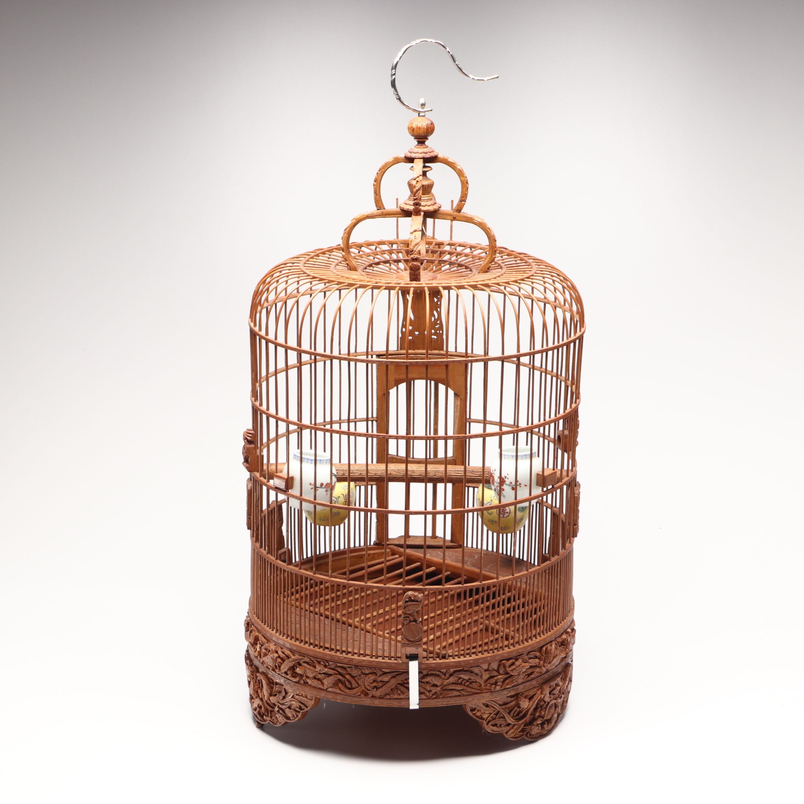 Chinese Handcrafted Wood and Bamboo Bird Cage