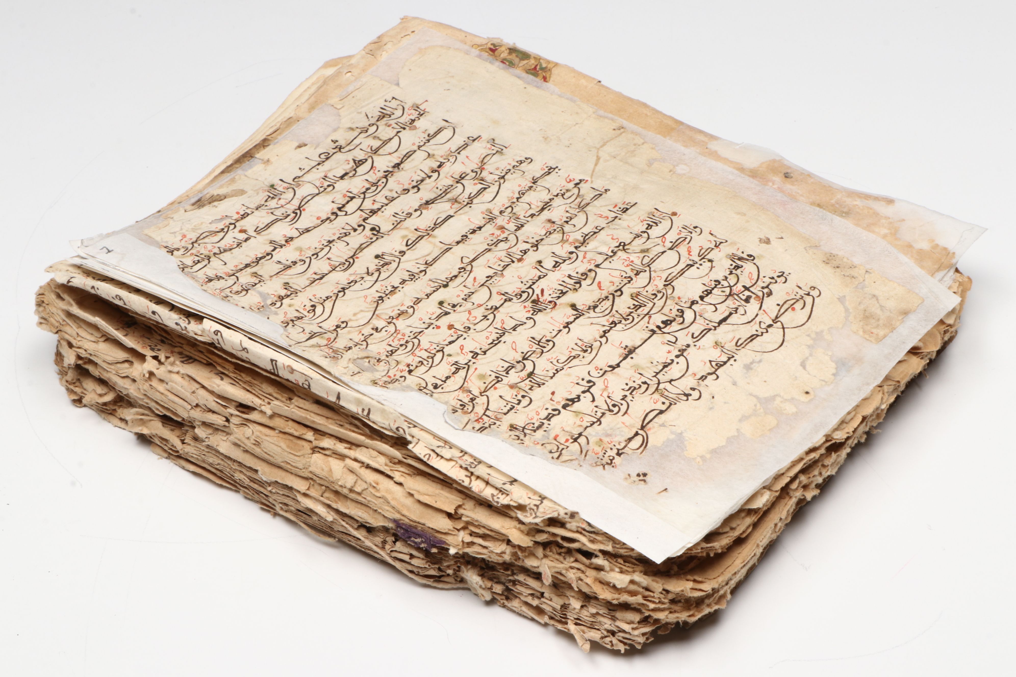 Two Late 18th/Mid 19th C. Unbound Qur'an Illuminated Manuscripts in 20th C. Box