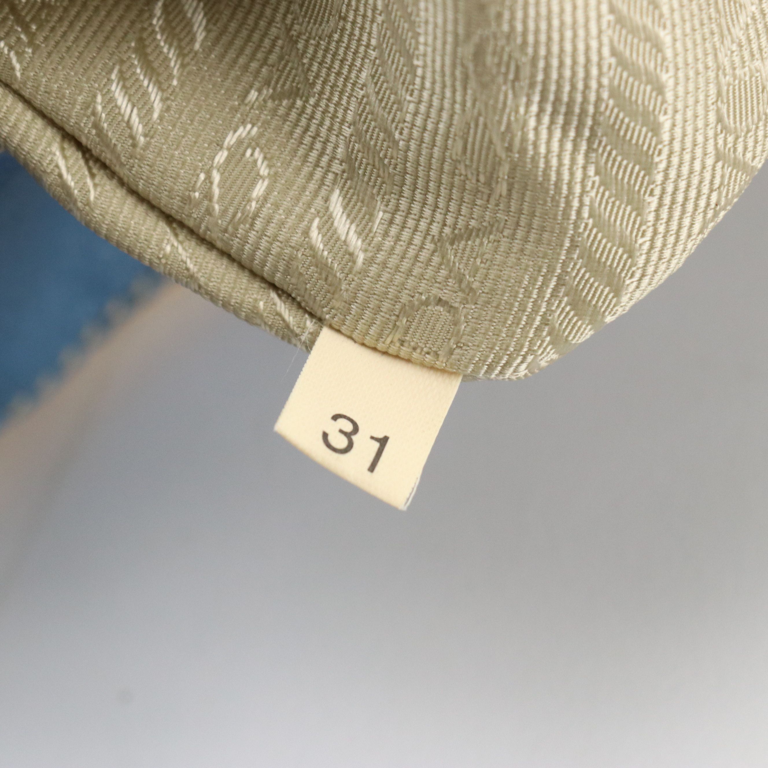 Prada Beige Canvas and Blue Leather Hobo Shoulder Bag