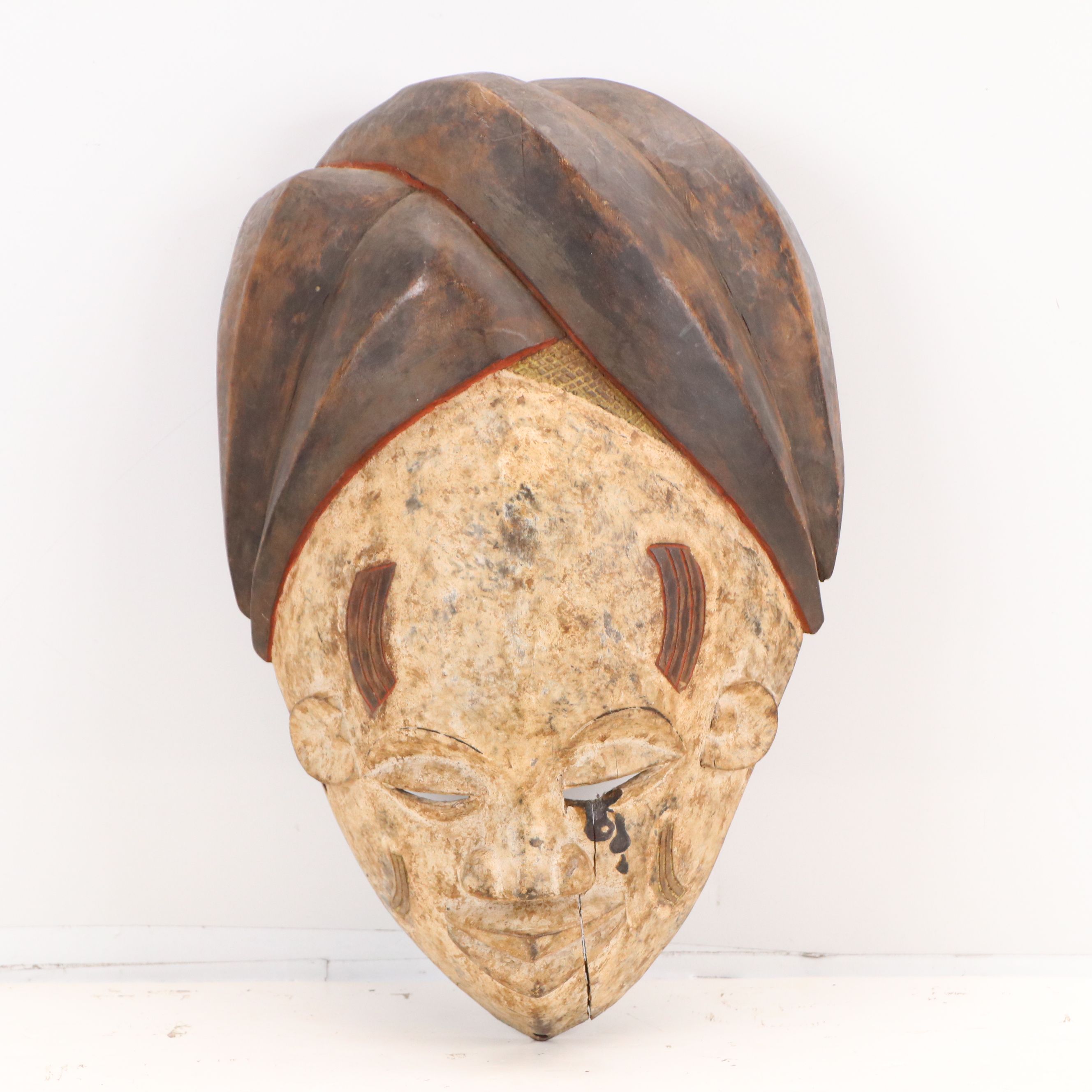 Japanese Hand-Carved Wooden Noh Theater Mask and Other Asian Wood Pieces