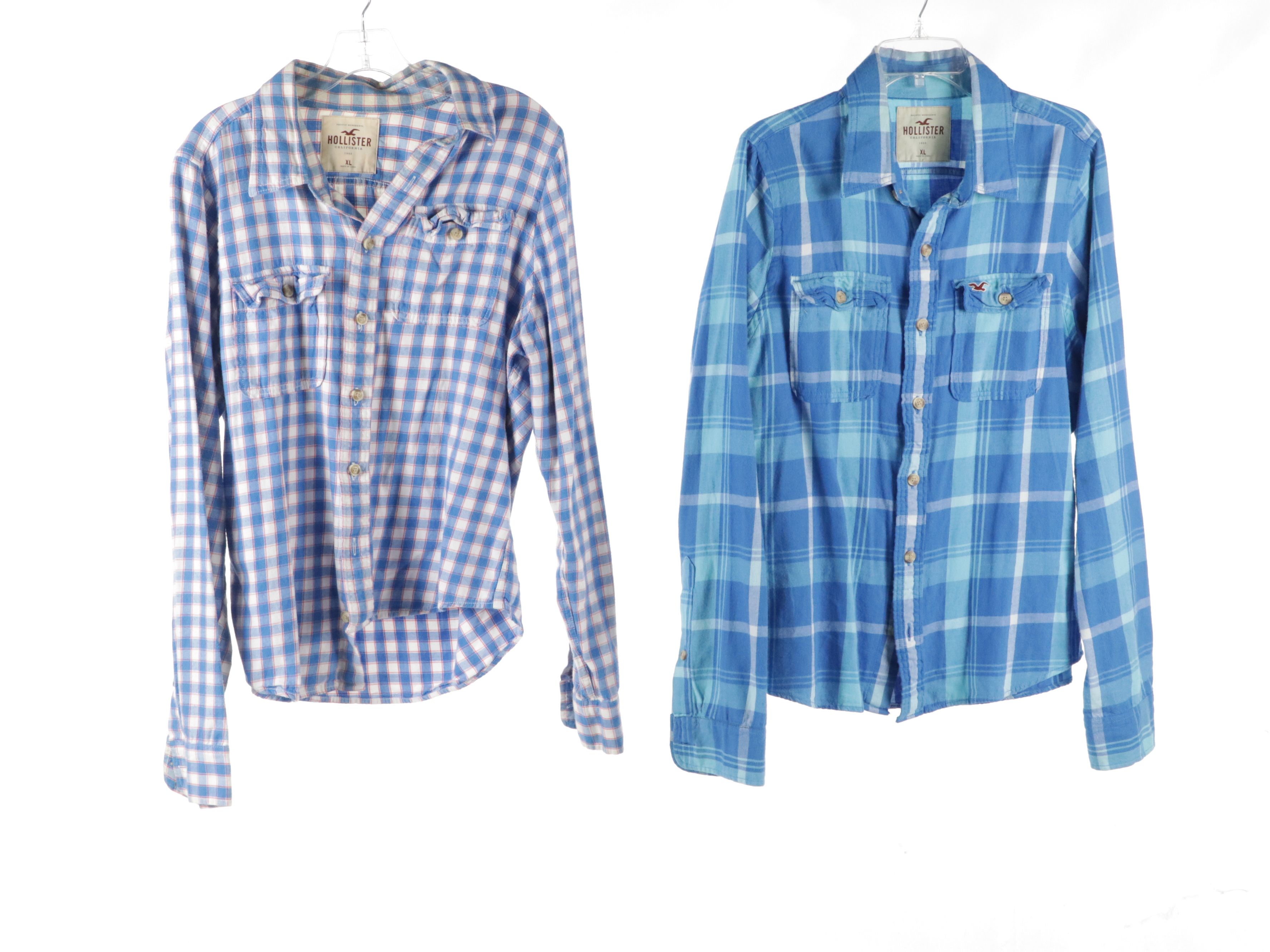 Men's Hollister, Abercrombie & Fitch, and Nautica Colorful Flannel Shirts