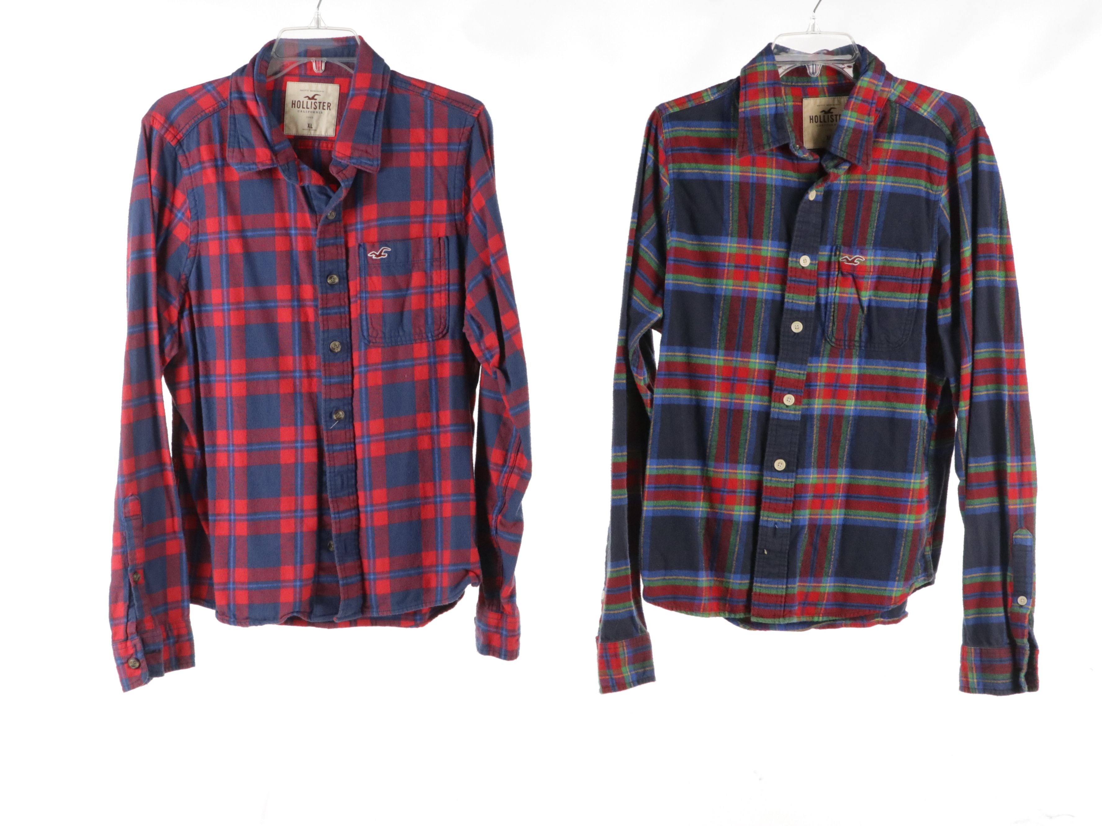 Men's Hollister, Abercrombie & Fitch, and Nautica Colorful Flannel Shirts