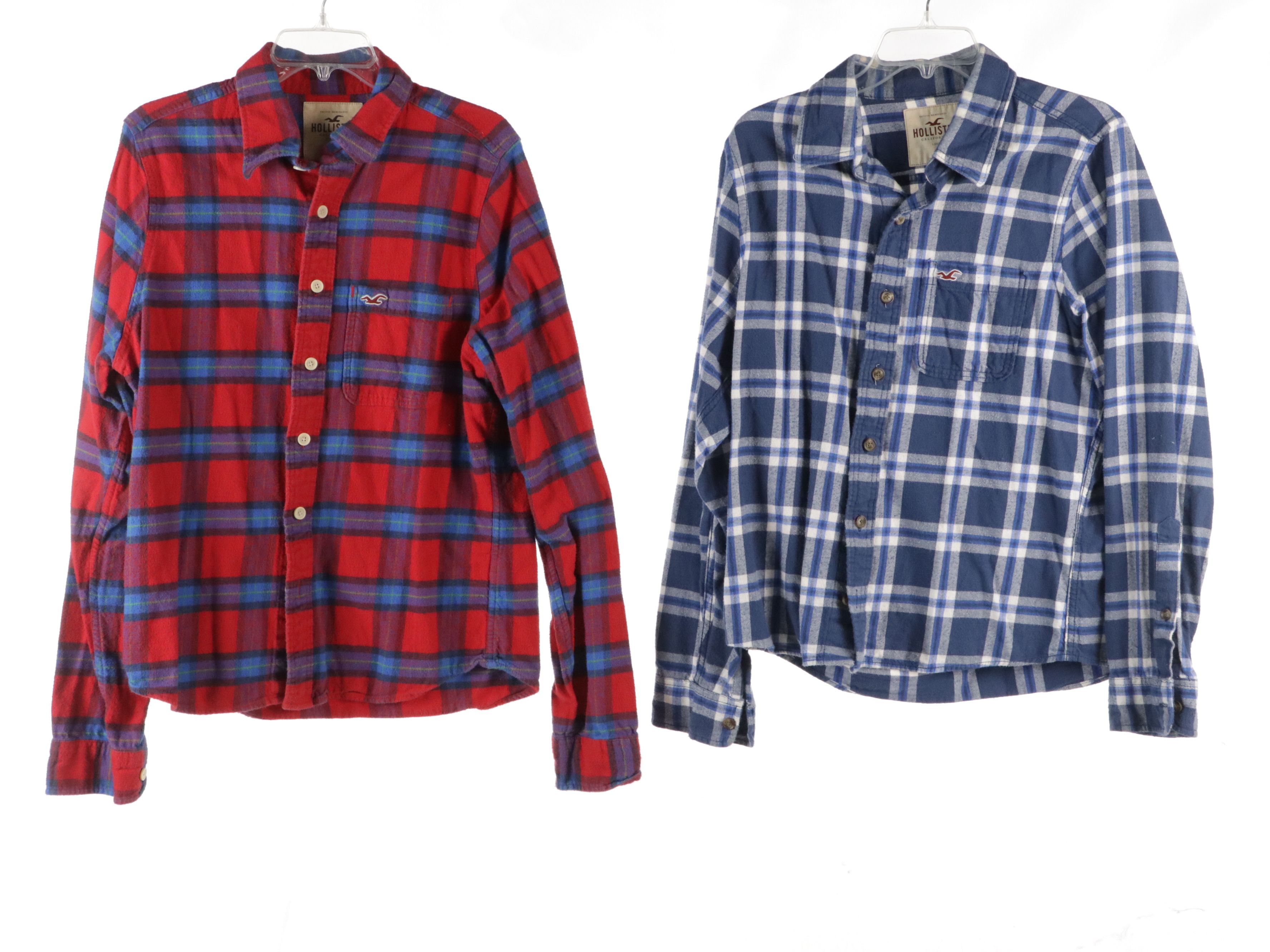 Men's Hollister, Abercrombie & Fitch, and Nautica Colorful Flannel Shirts