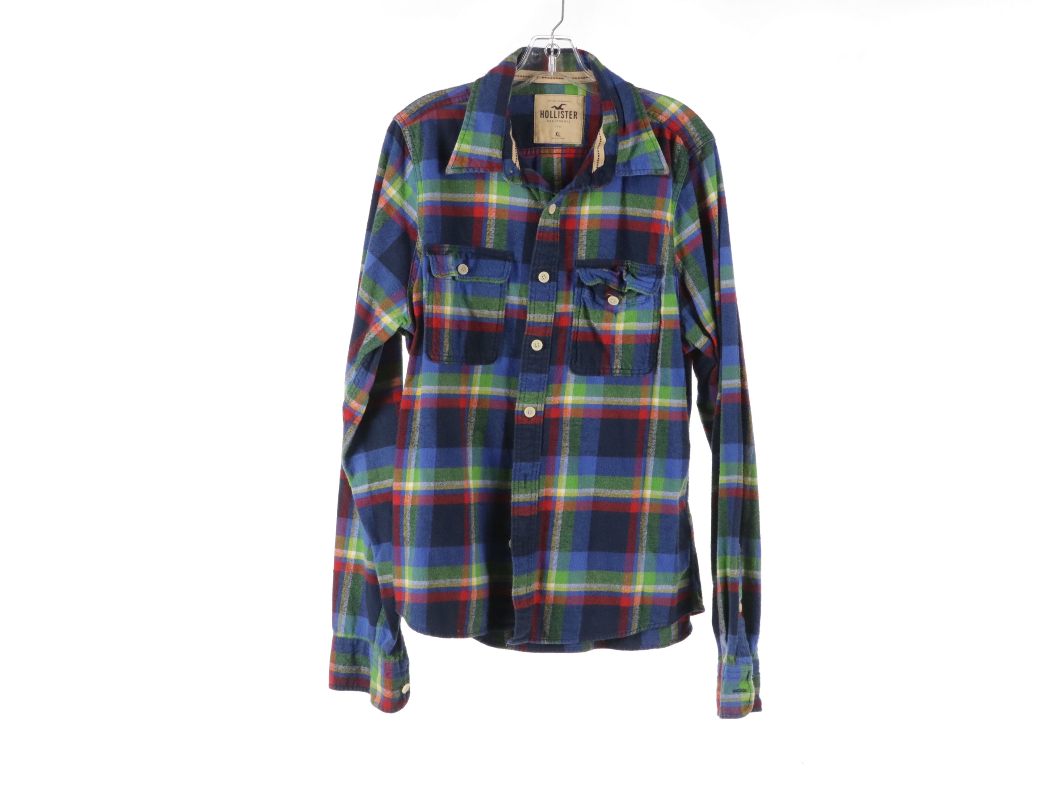Men's Hollister, Abercrombie & Fitch, and Nautica Colorful Flannel Shirts