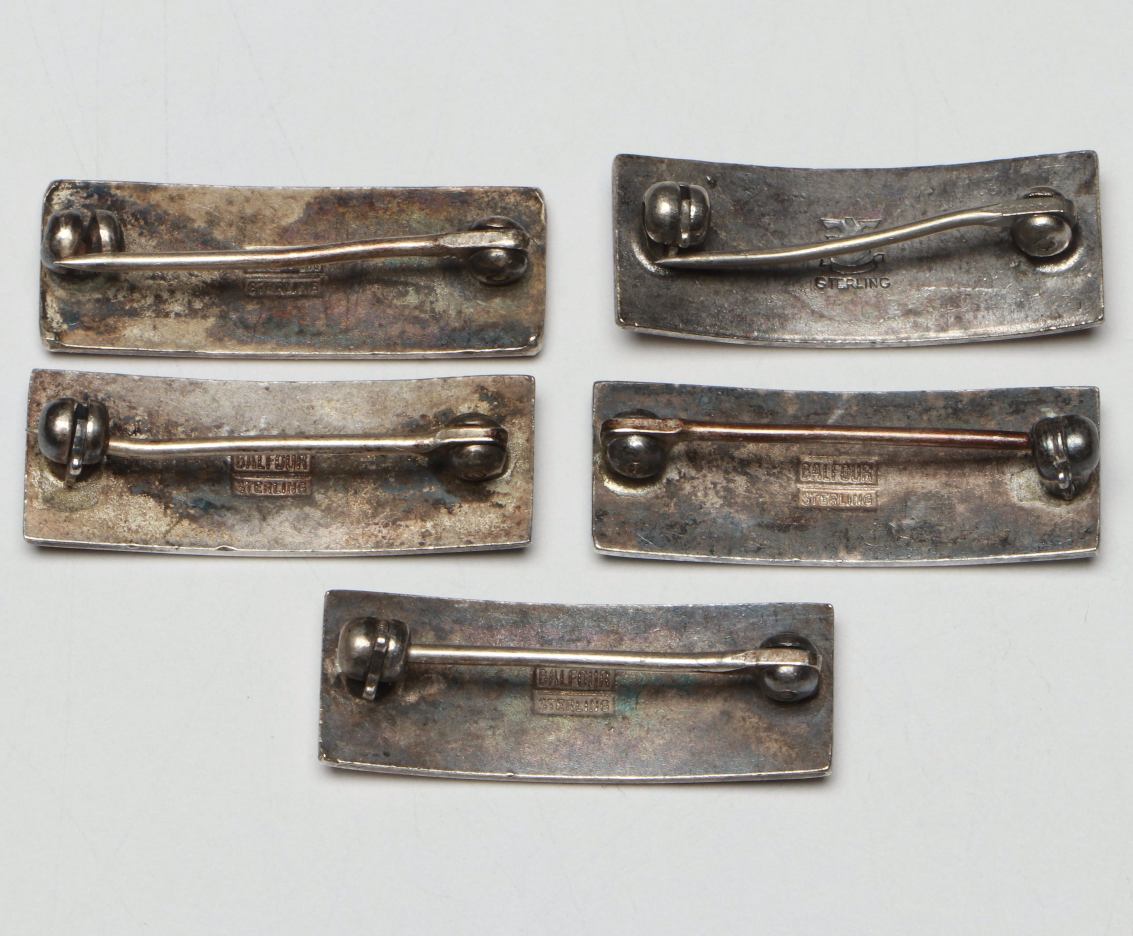 World War II Era Sterling Silver Air Crew Badge, Rank Bar Pins and More