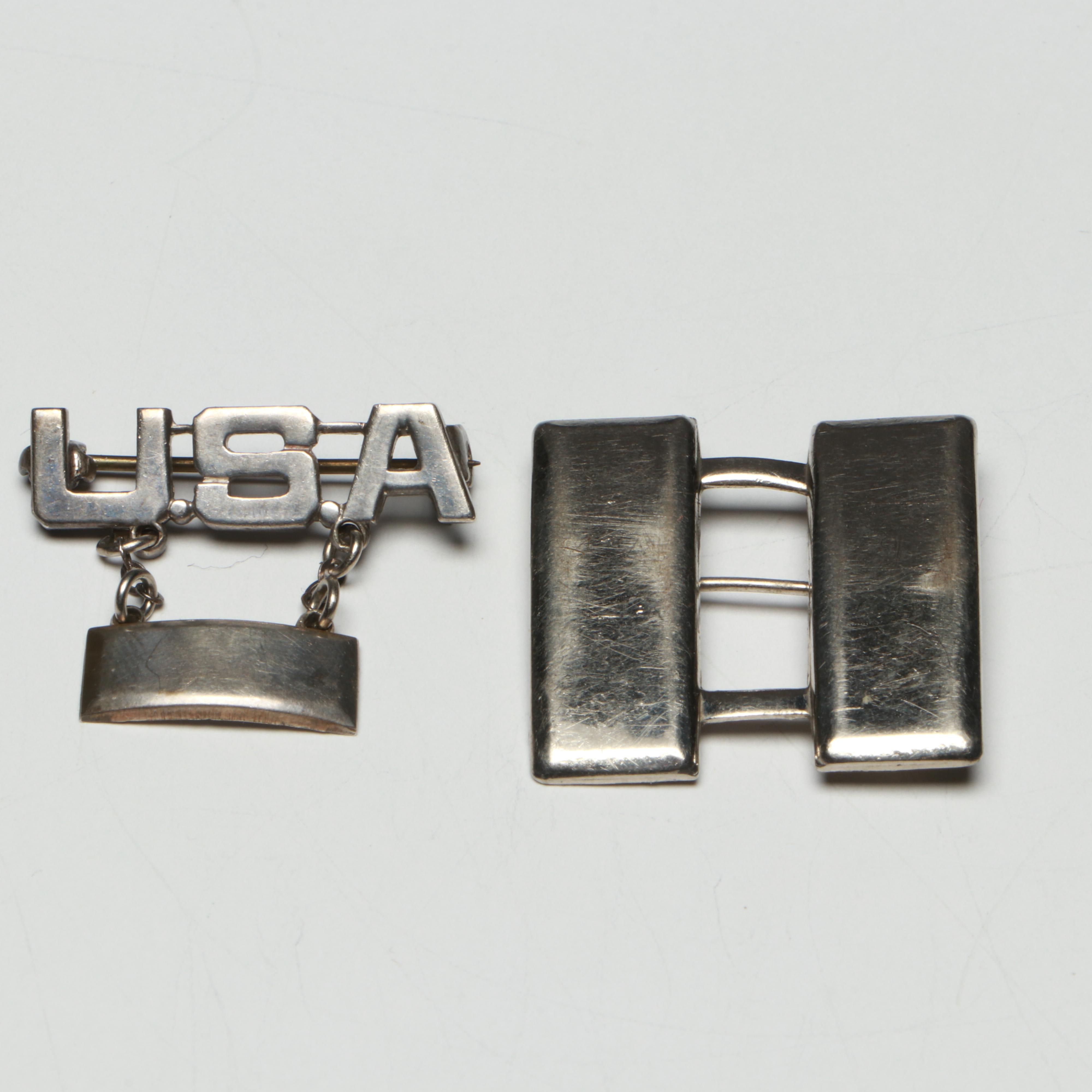 World War II Era Sterling Silver Air Crew Badge, Rank Bar Pins and More