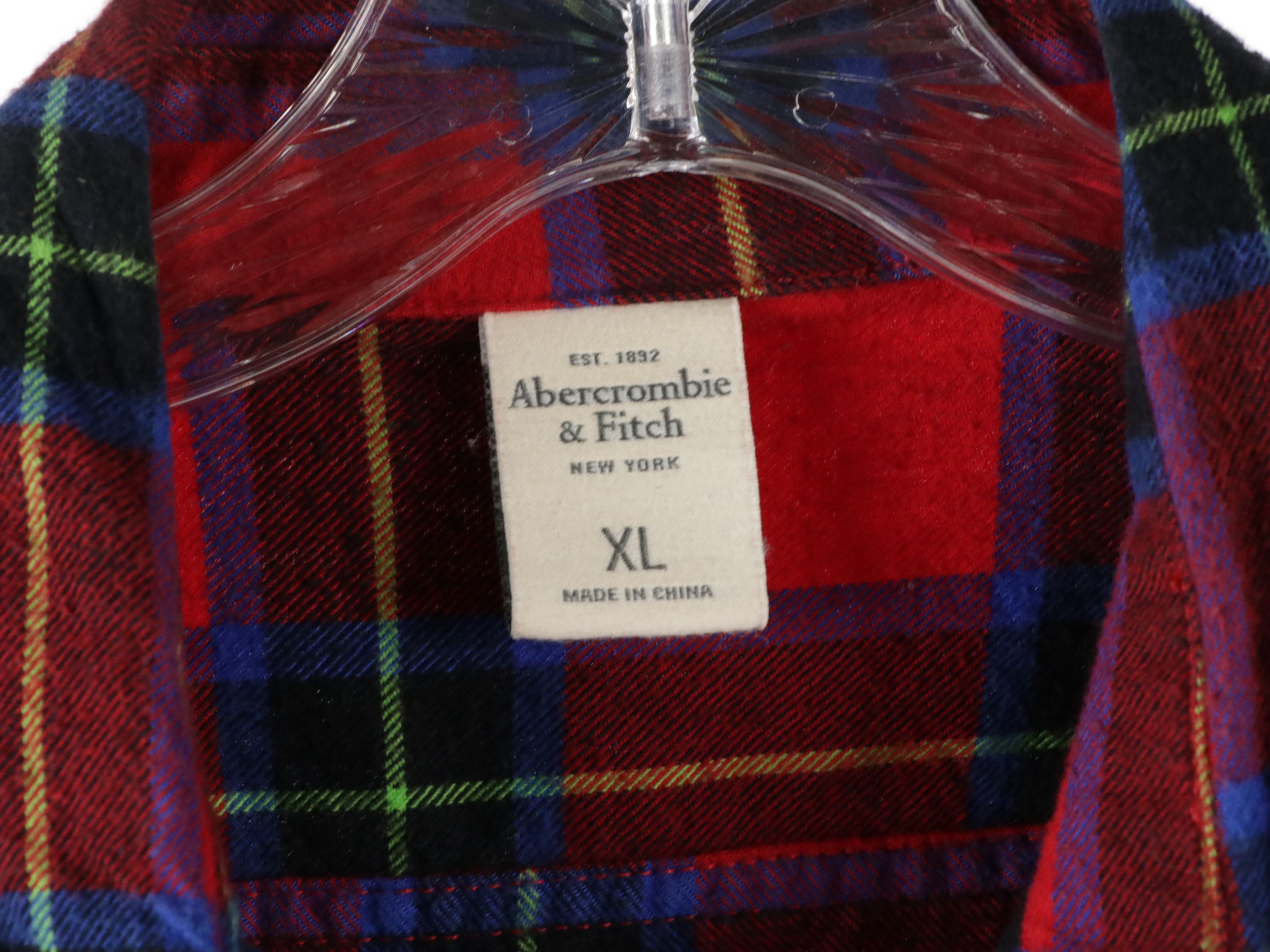 Men's Hollister, Abercrombie & Fitch, and Nautica Colorful Flannel Shirts