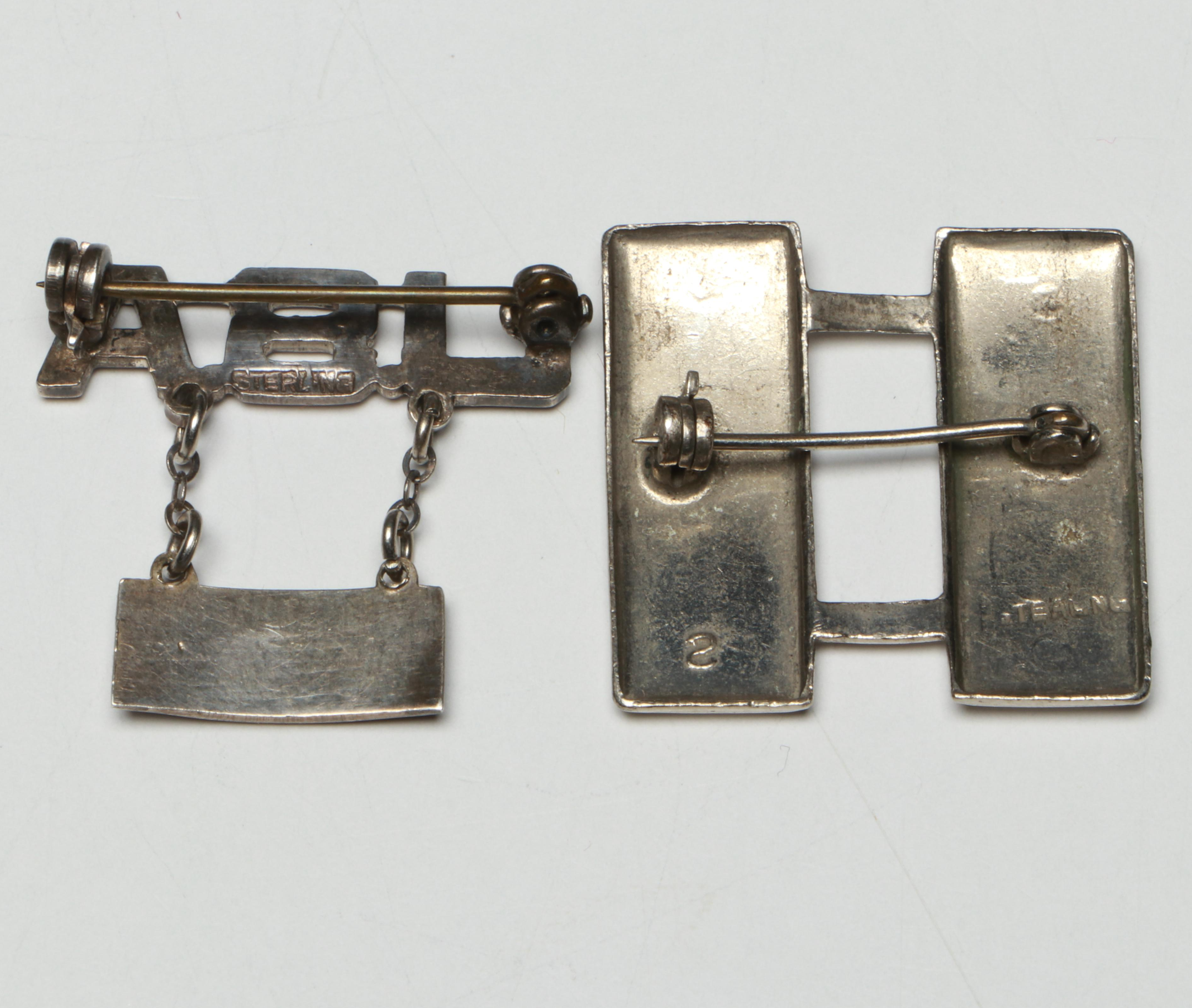 World War II Era Sterling Silver Air Crew Badge, Rank Bar Pins and More