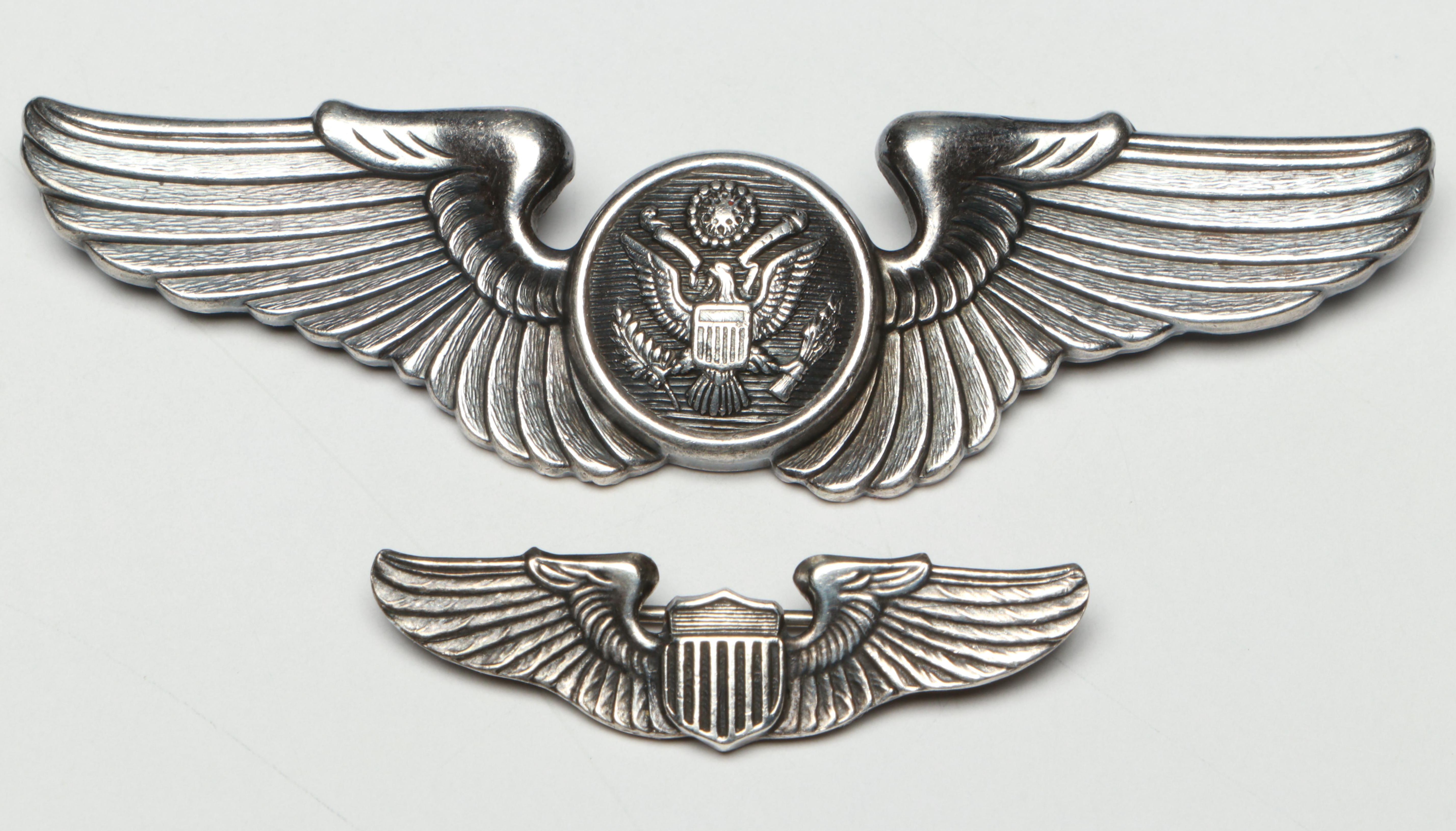 World War II Era Sterling Silver Air Crew Badge, Rank Bar Pins and More
