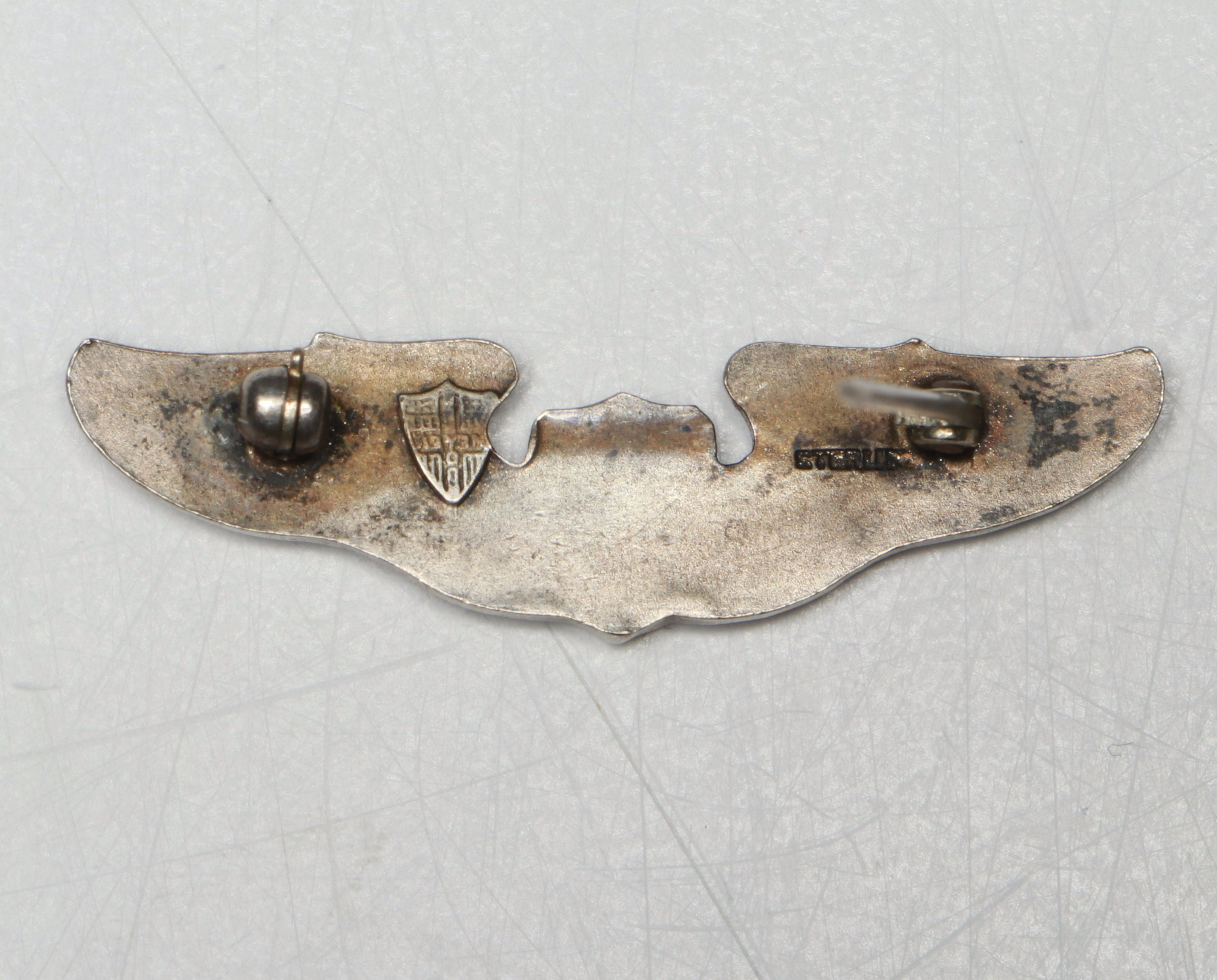 World War II Era Sterling Silver Air Crew Badge, Rank Bar Pins and More