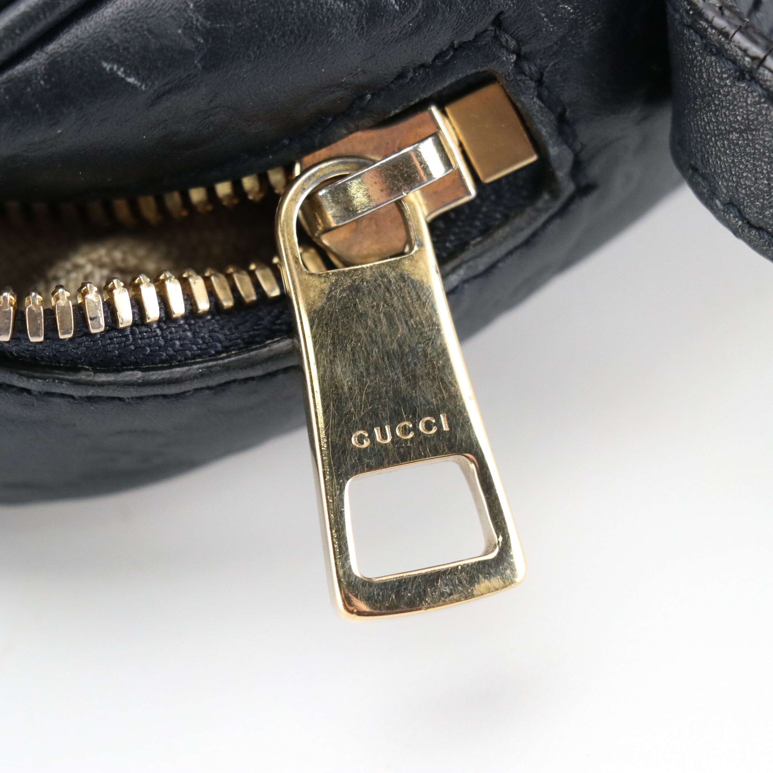 Gucci Bree Mini Messenger Crossbody Bag in Navy Microguccissima Calf Leather