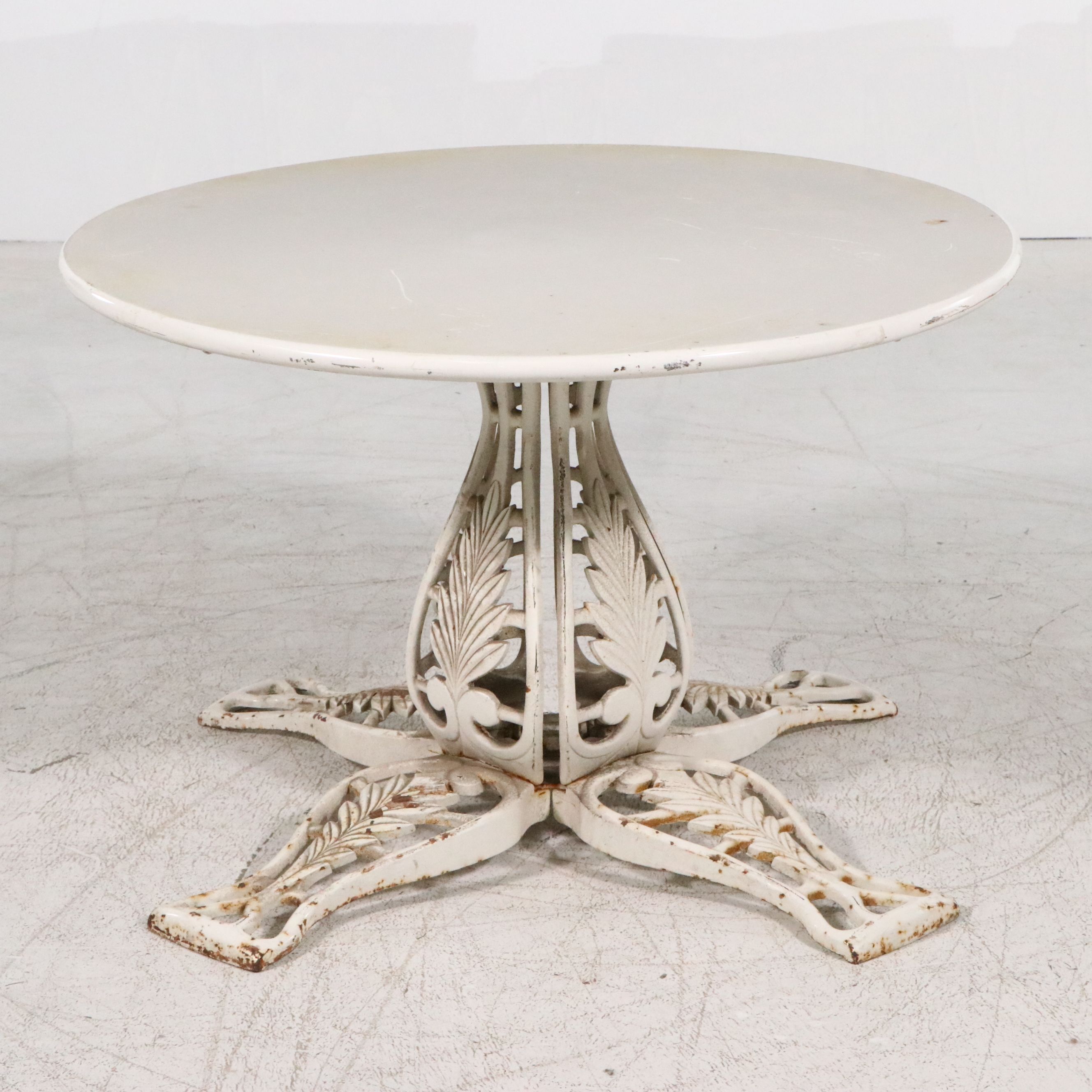 Five Piece Metal Patio Dining Set with Francois Carre Sunburst Style Chairs