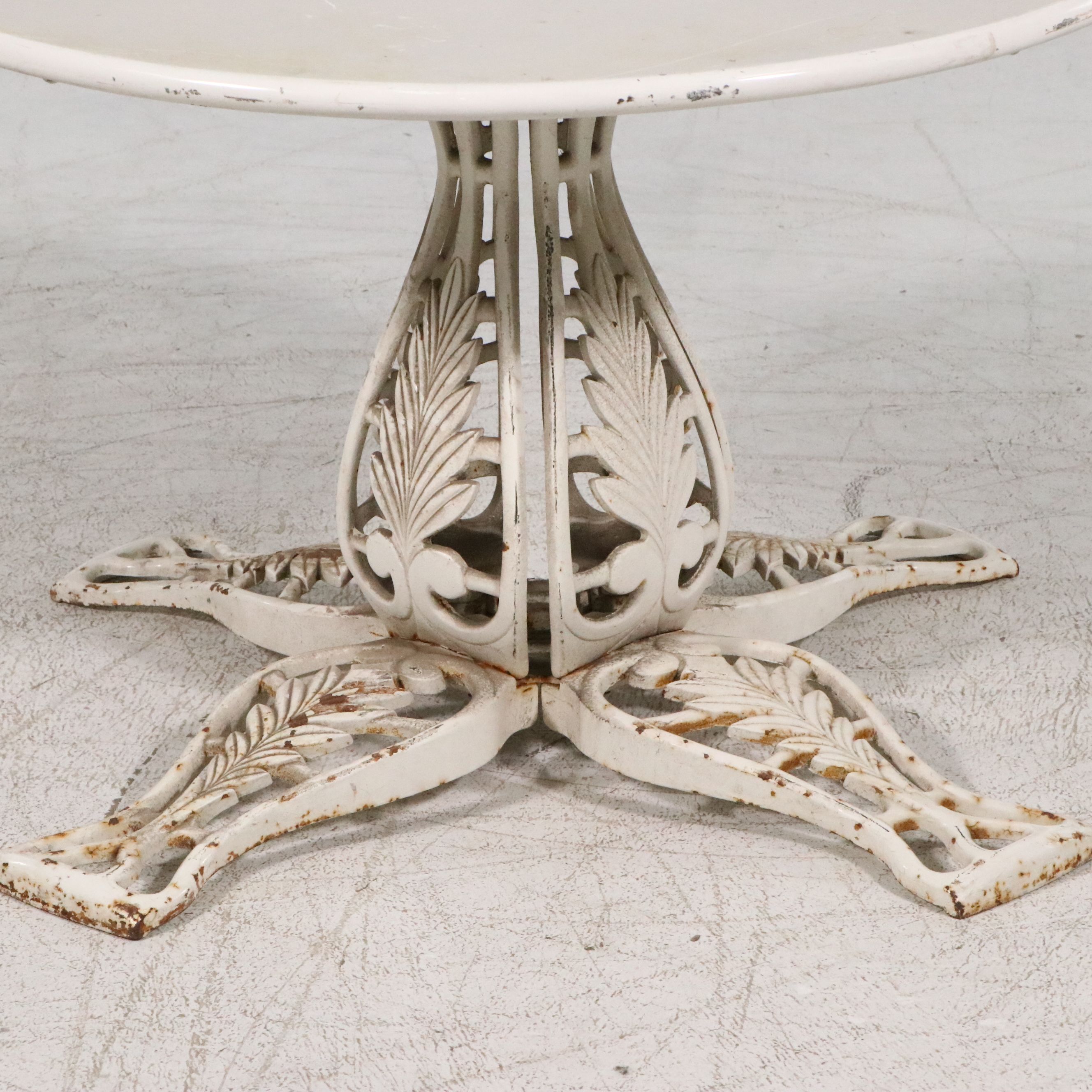 Five Piece Metal Patio Dining Set with Francois Carre Sunburst Style Chairs