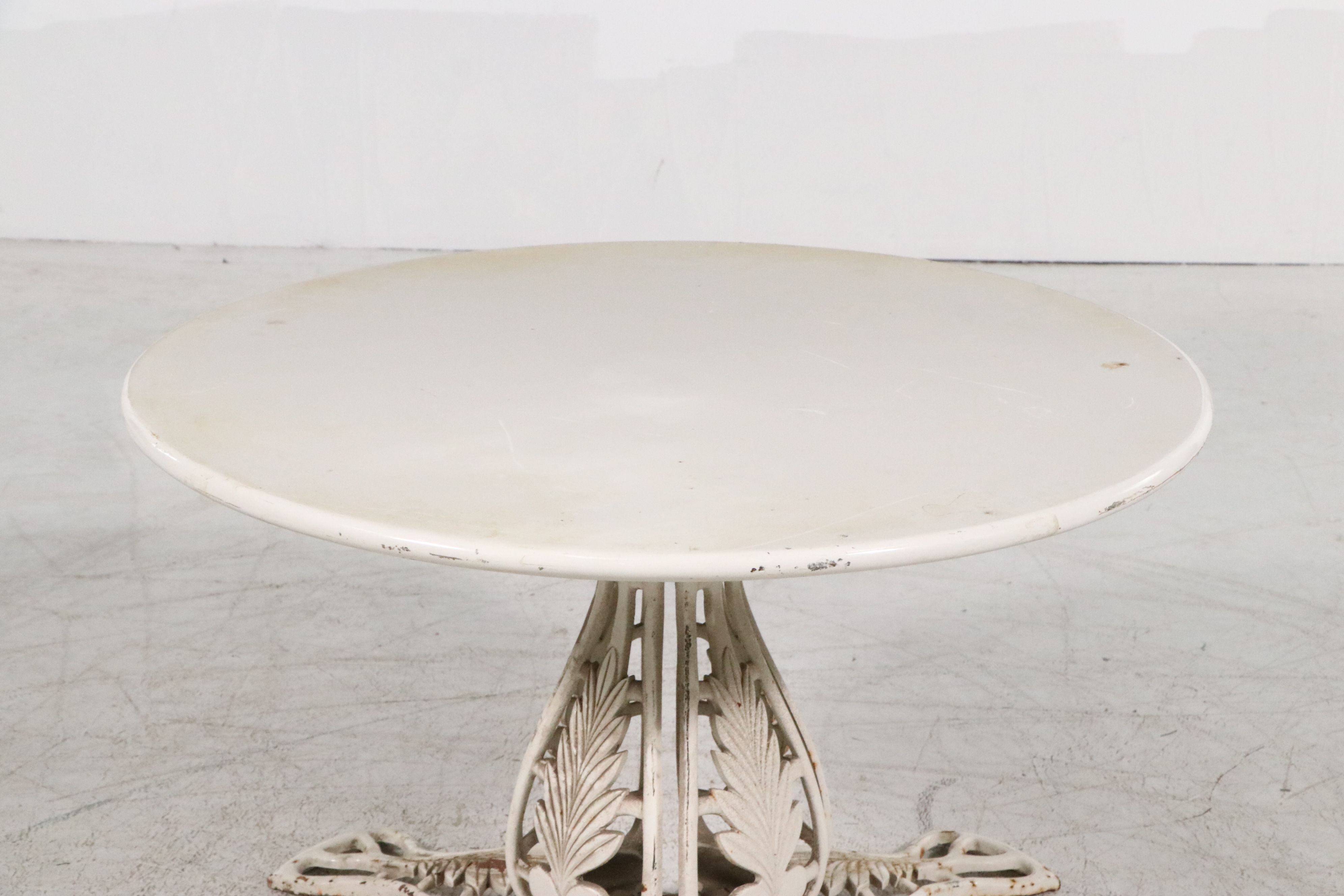 Five Piece Metal Patio Dining Set with Francois Carre Sunburst Style Chairs