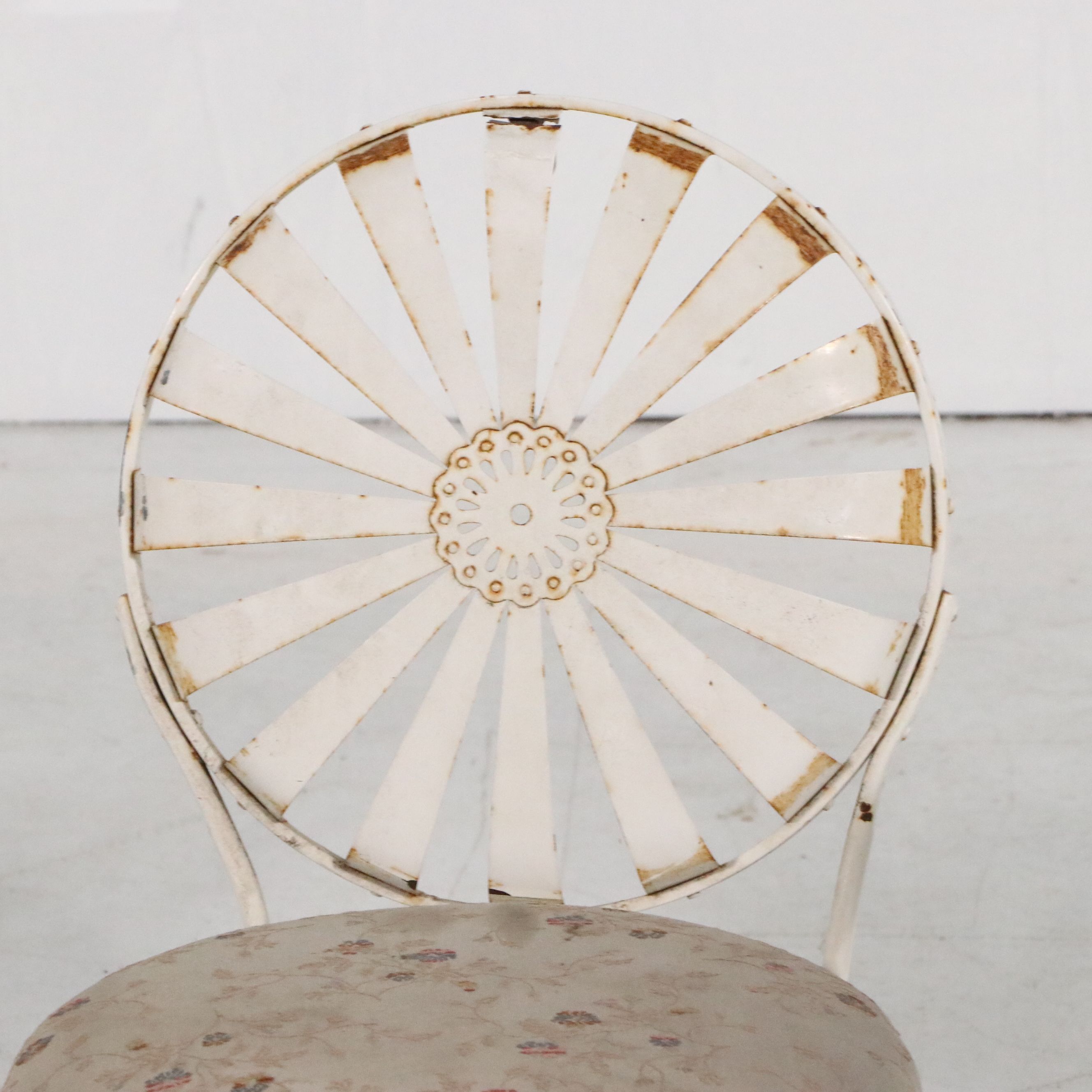 Five Piece Metal Patio Dining Set with Francois Carre Sunburst Style Chairs