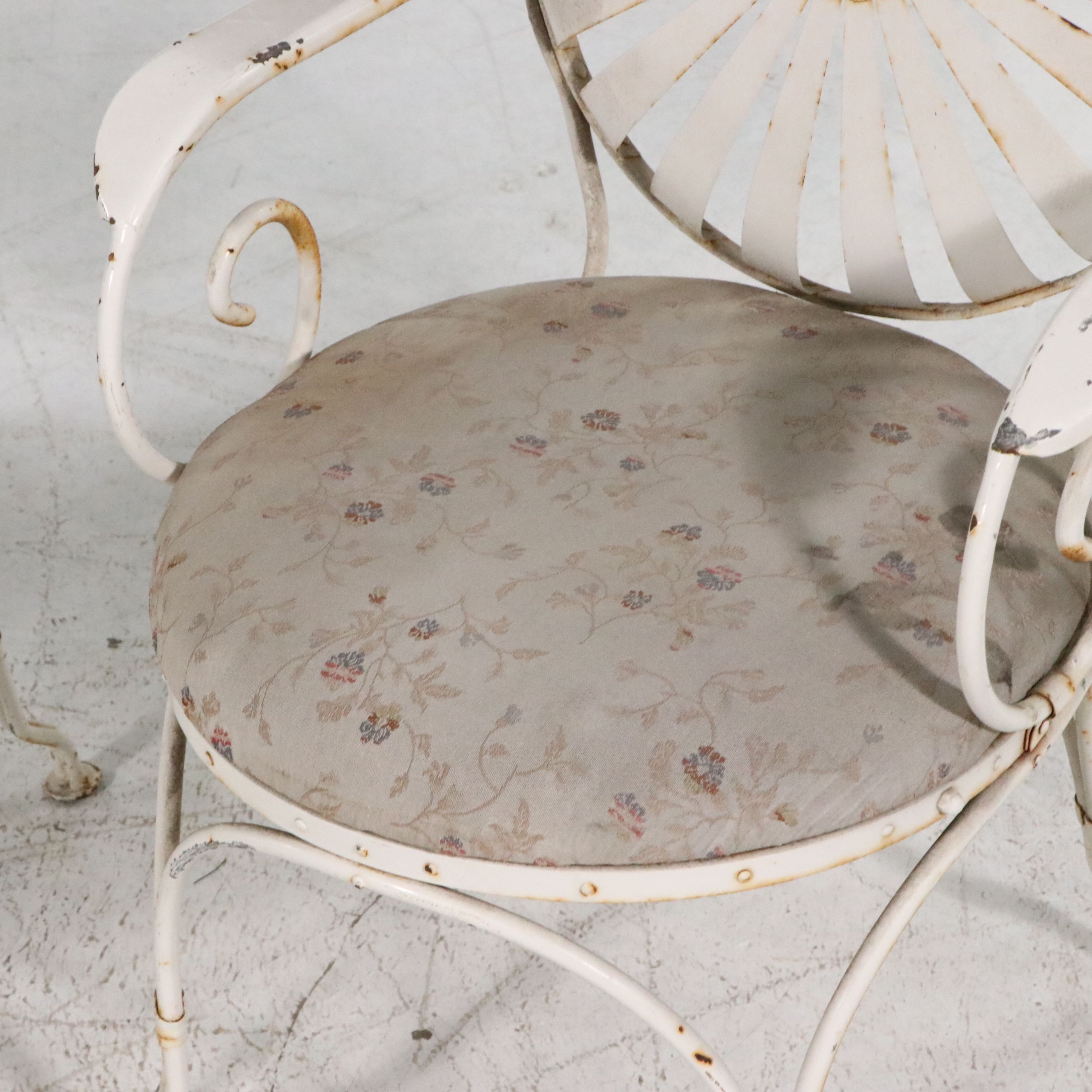 Five Piece Metal Patio Dining Set with Francois Carre Sunburst Style Chairs