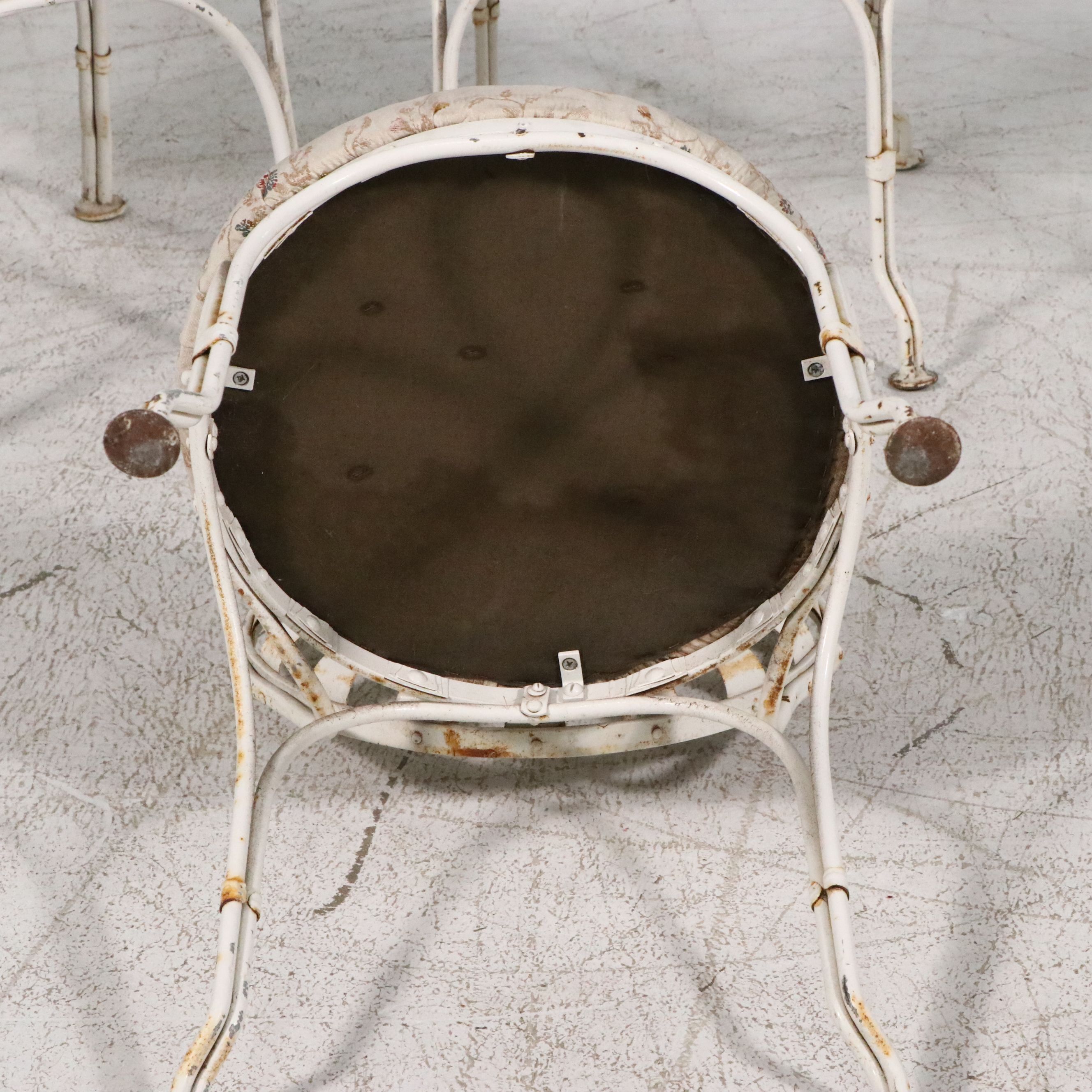 Five Piece Metal Patio Dining Set with Francois Carre Sunburst Style Chairs