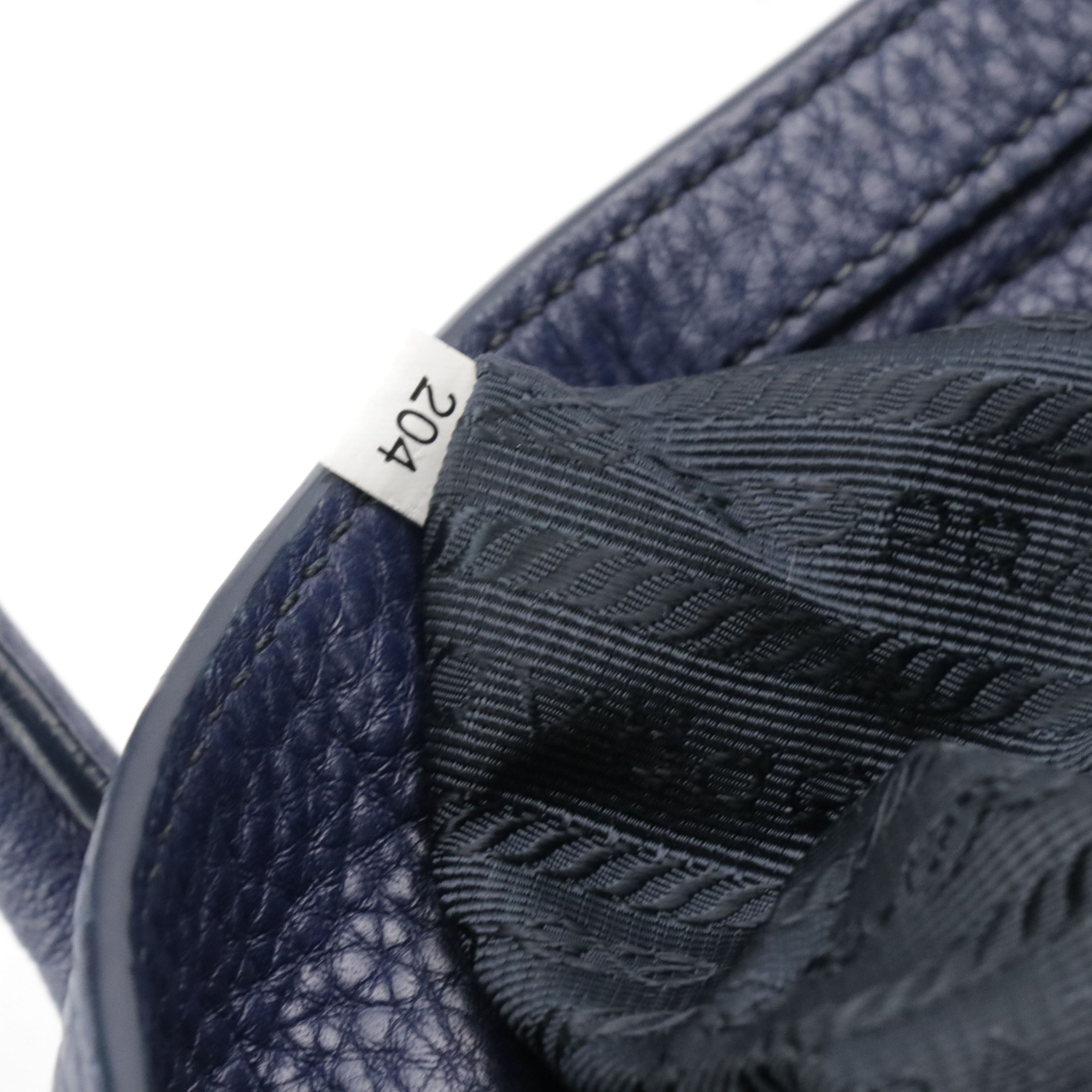 Prada Two-Way Tote Bag in Ink Blue Vitello Daino Leather