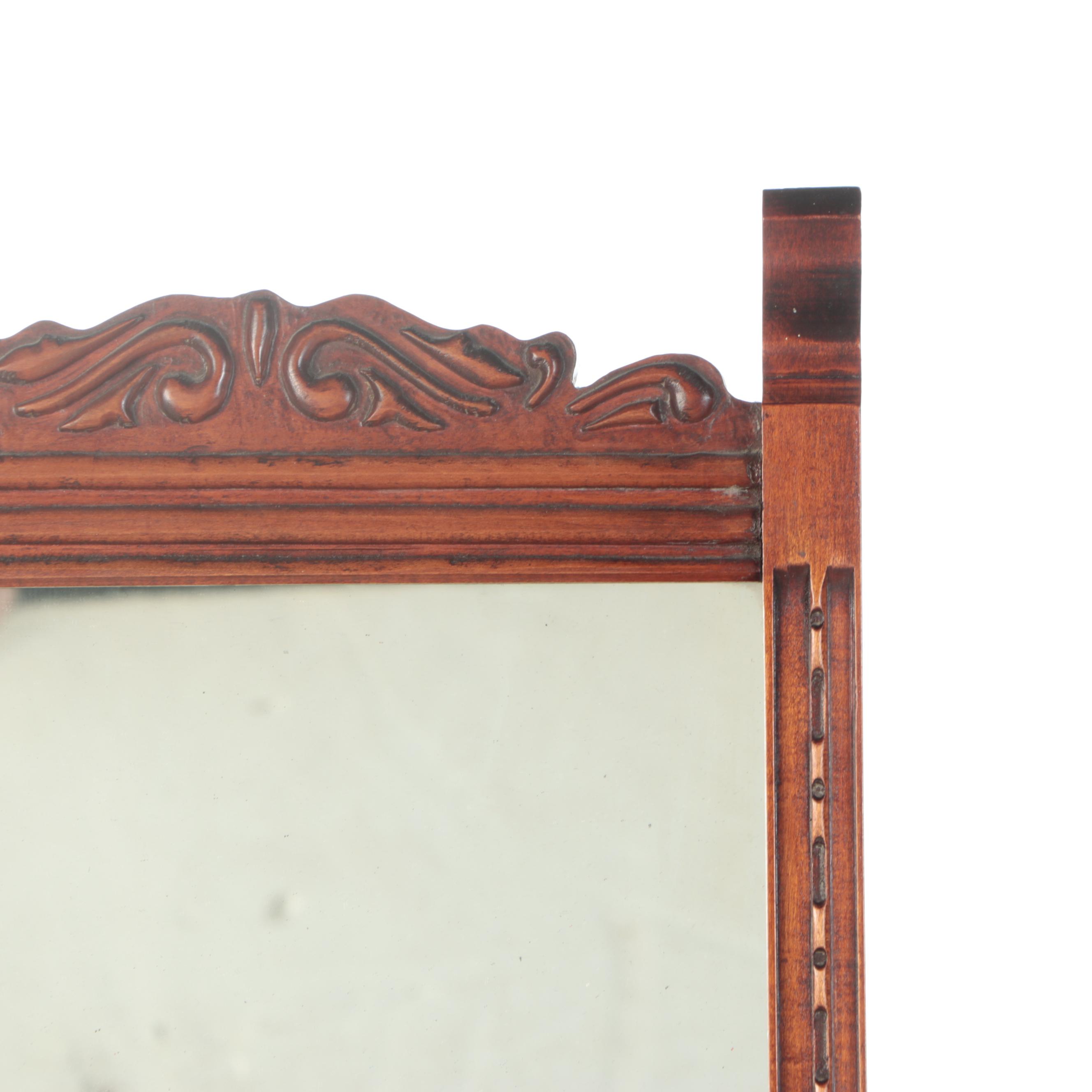 Victorian Carved Wood Dressing Wall Mirror
