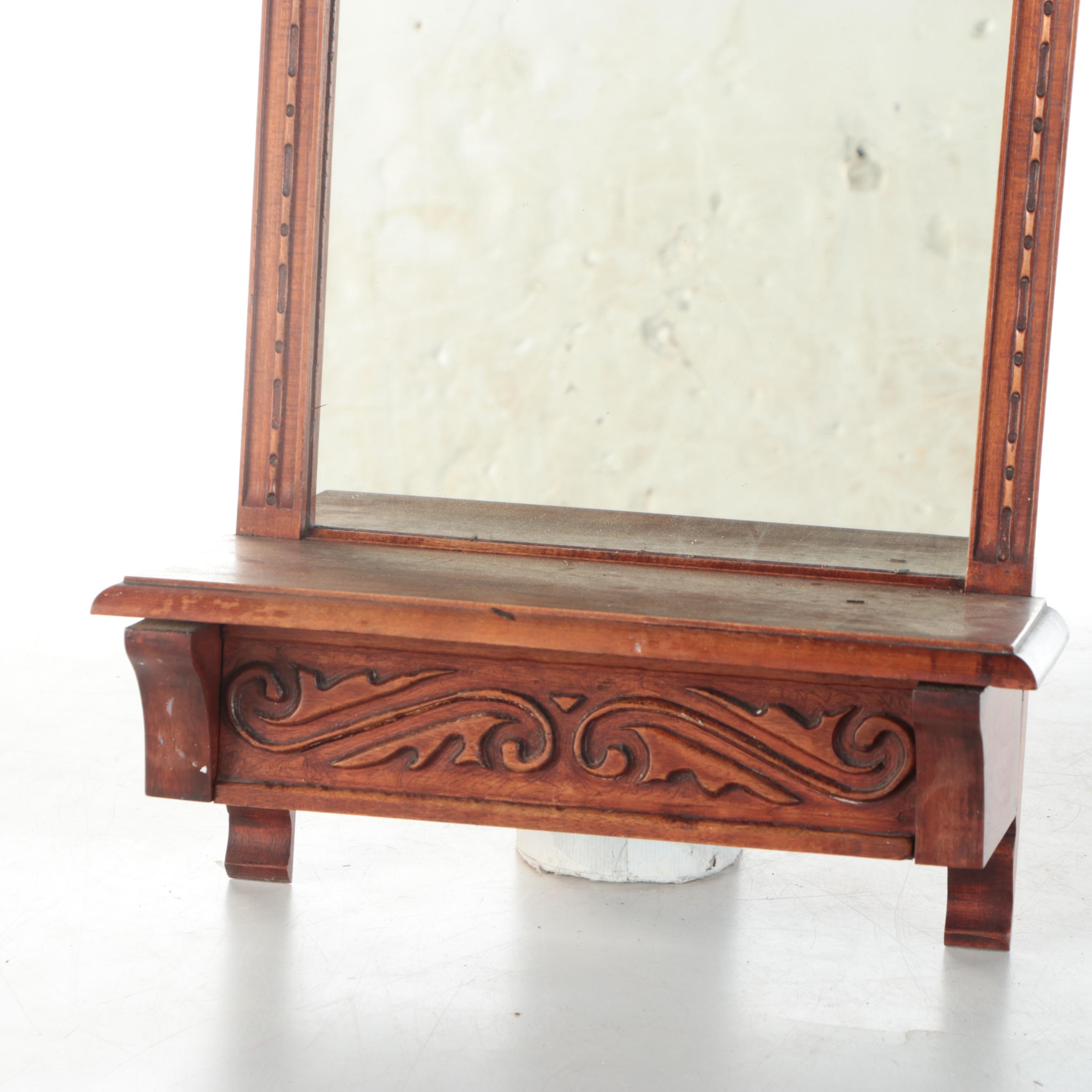 Victorian Carved Wood Dressing Wall Mirror