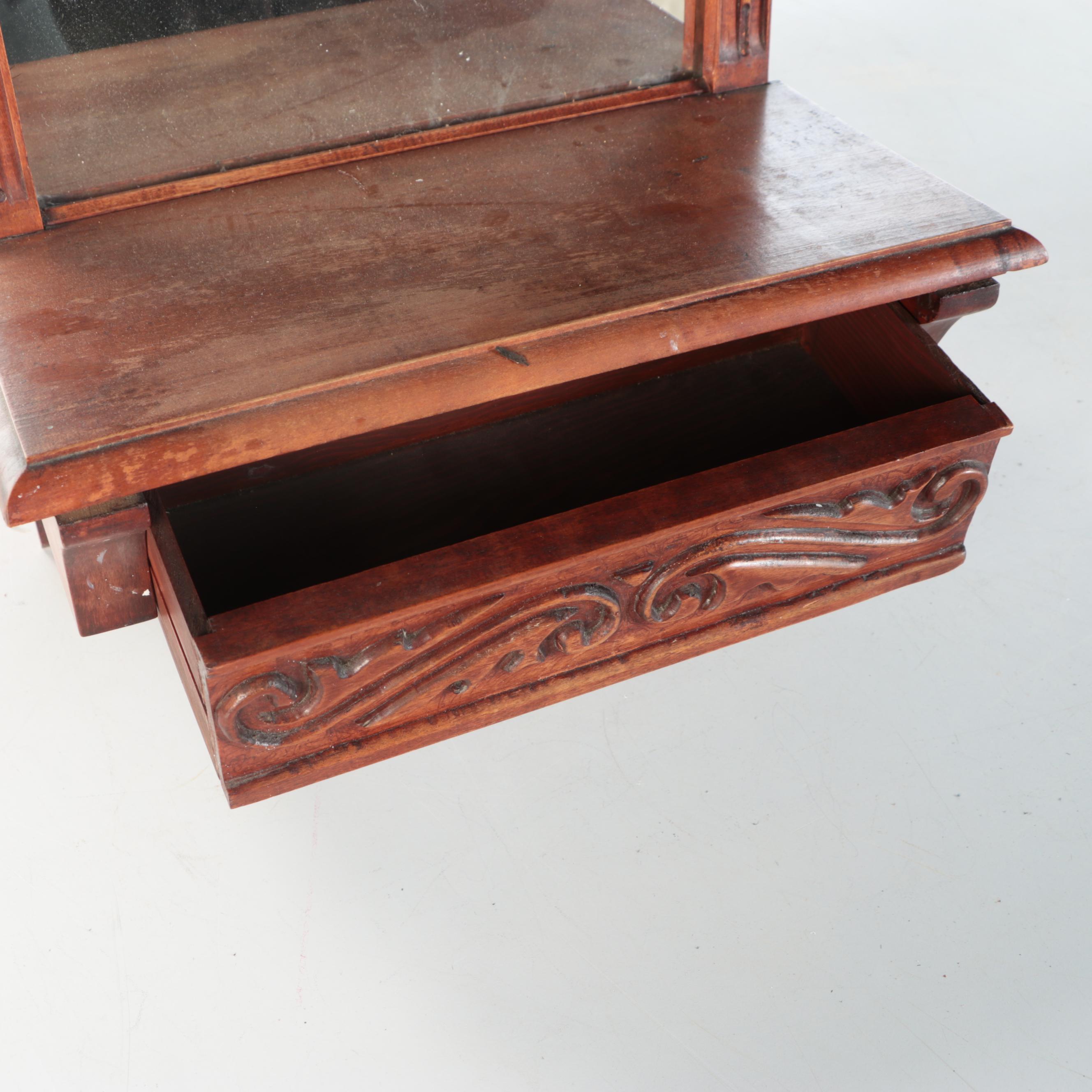 Victorian Carved Wood Dressing Wall Mirror