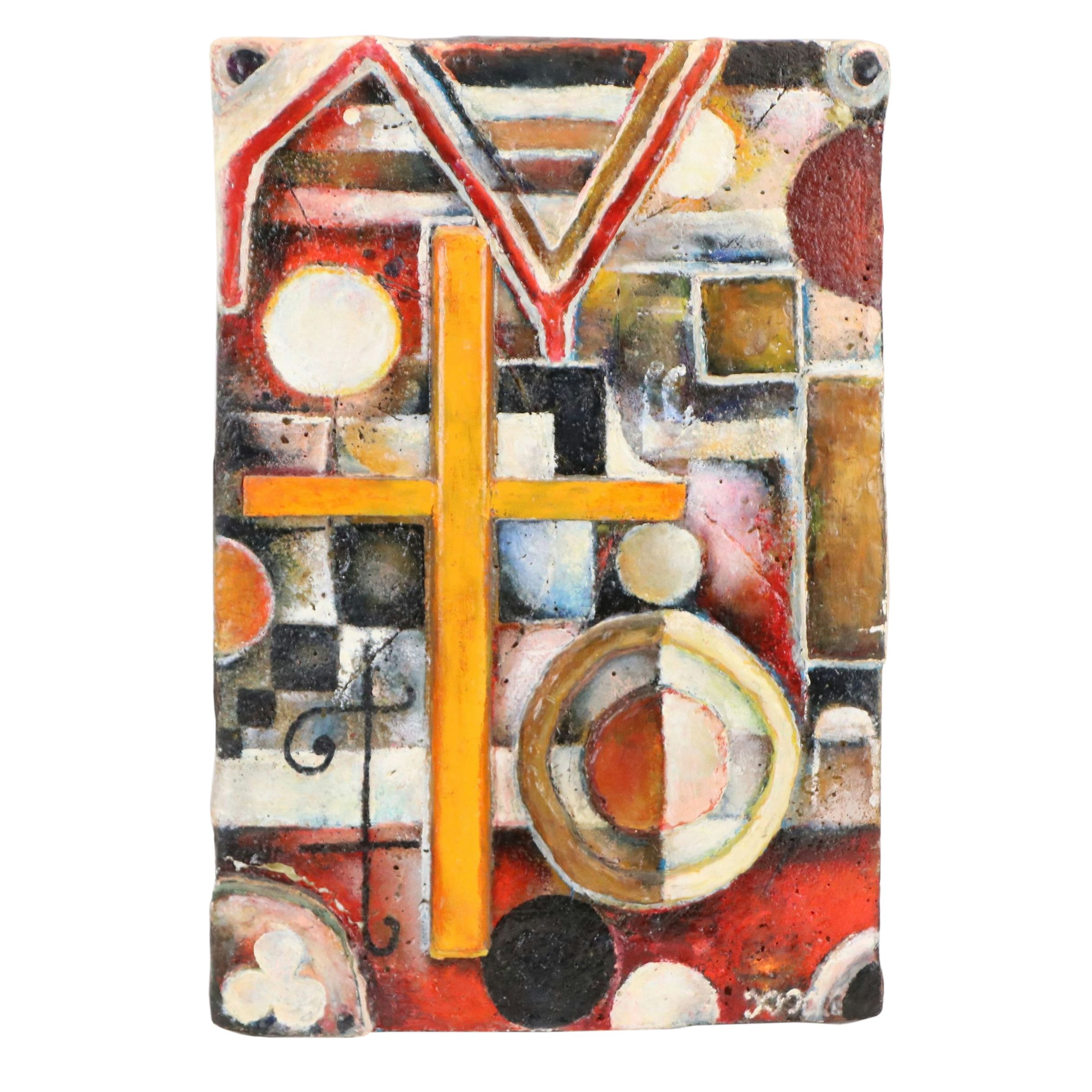 Nikolay Manuylov "Kuk" Non-Objective Mixed Media Painting, Late 20th Century