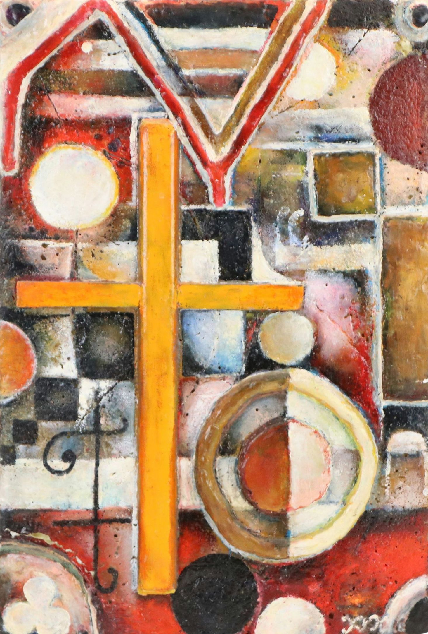 Nikolay Manuylov "Kuk" Non-Objective Mixed Media Painting, Late 20th Century