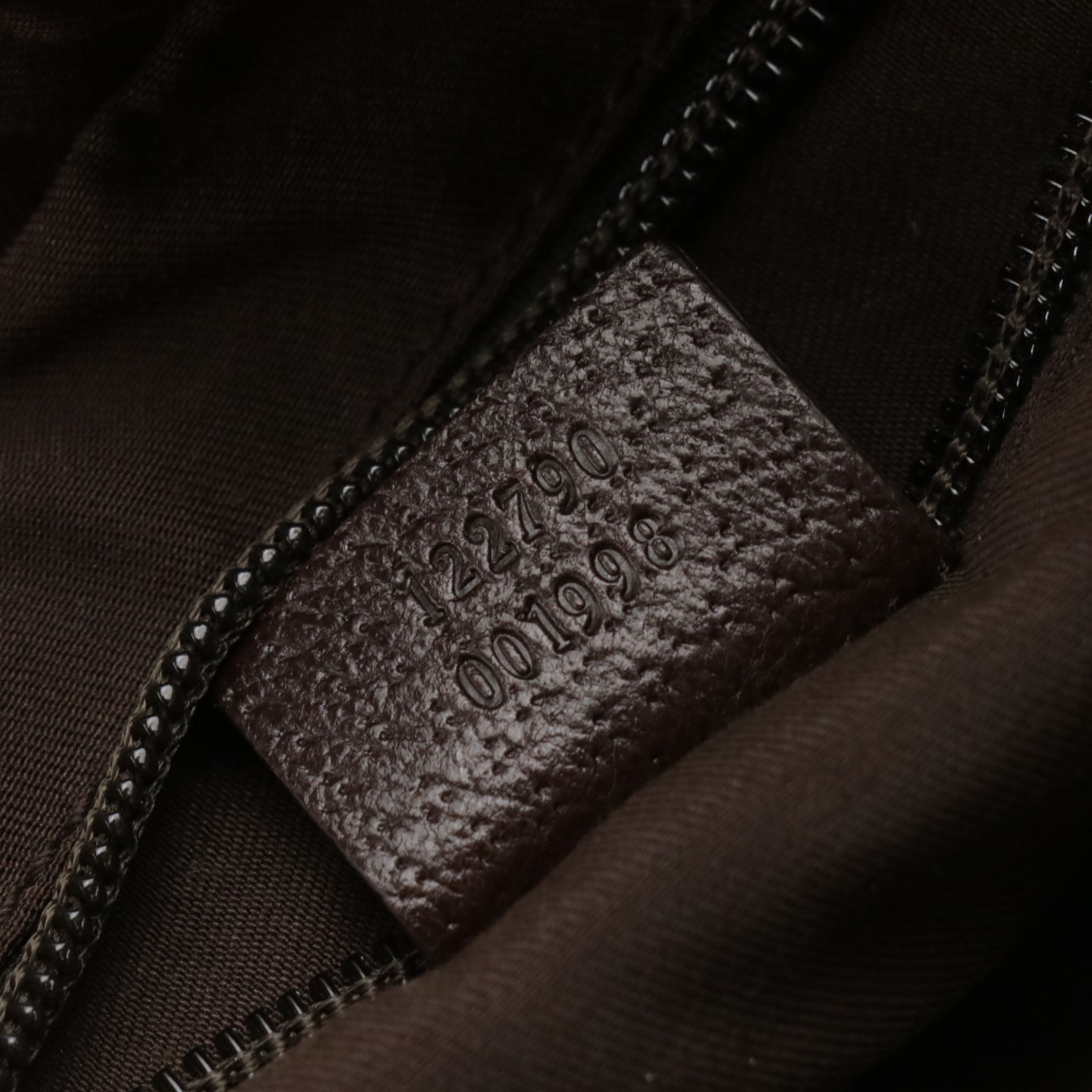 Gucci Zippered Shoulder Bag in GG Canvas and Dark Brown Cinghiale Leather