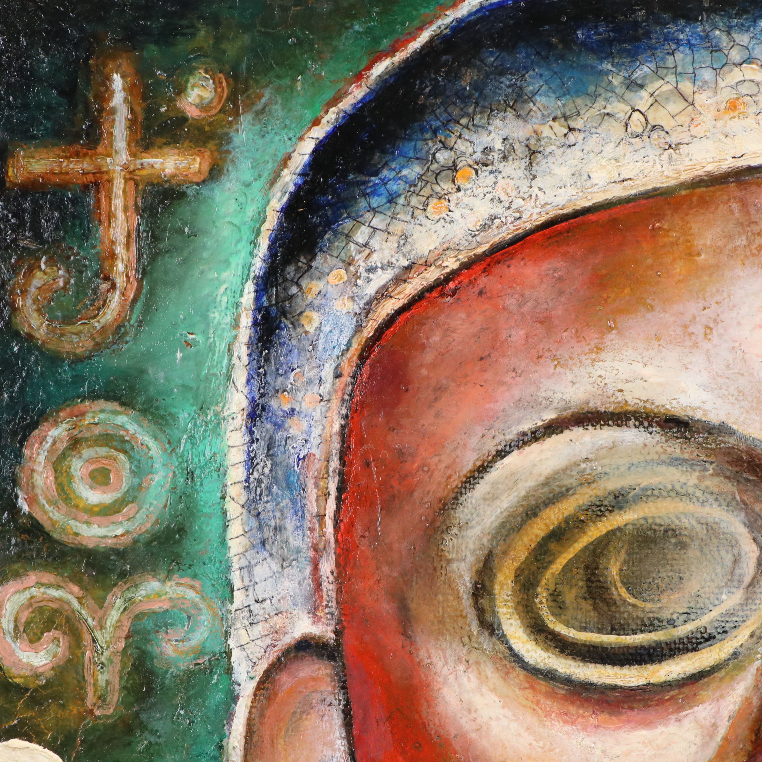 Nikolay Manuylov "Kuk" Surrealistic Oil Panting of Figure with Veil, 2012