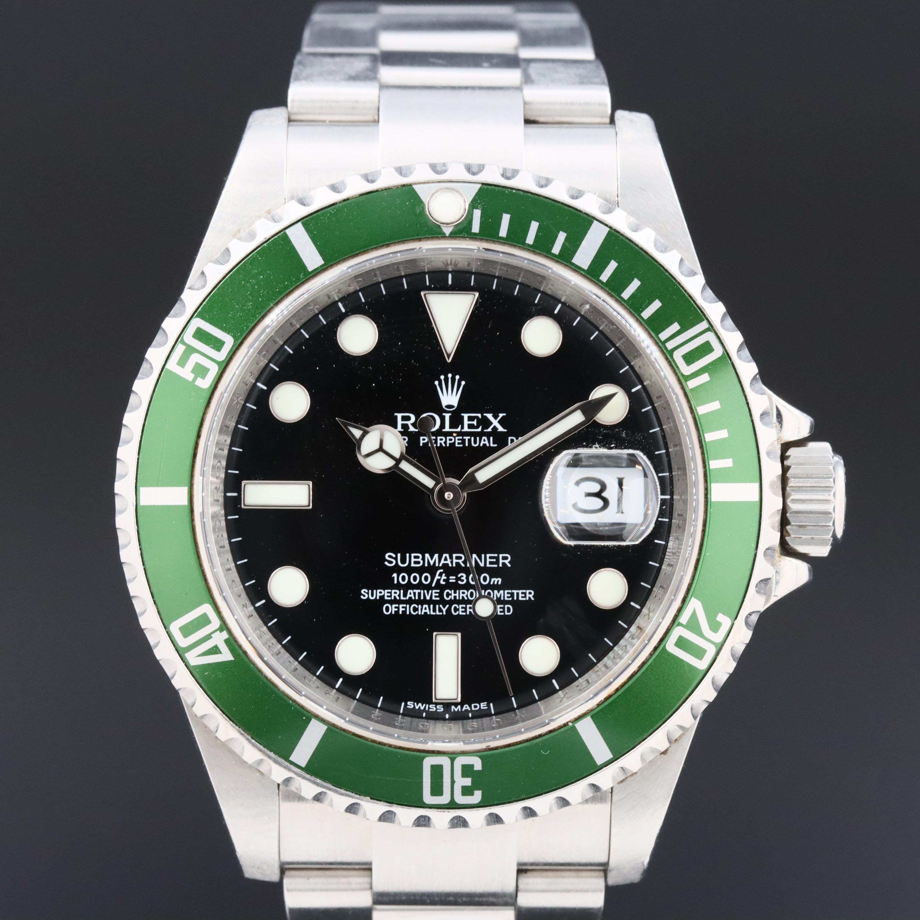 2007 Rolex Submariner "Kermit" 16610V Date Watch