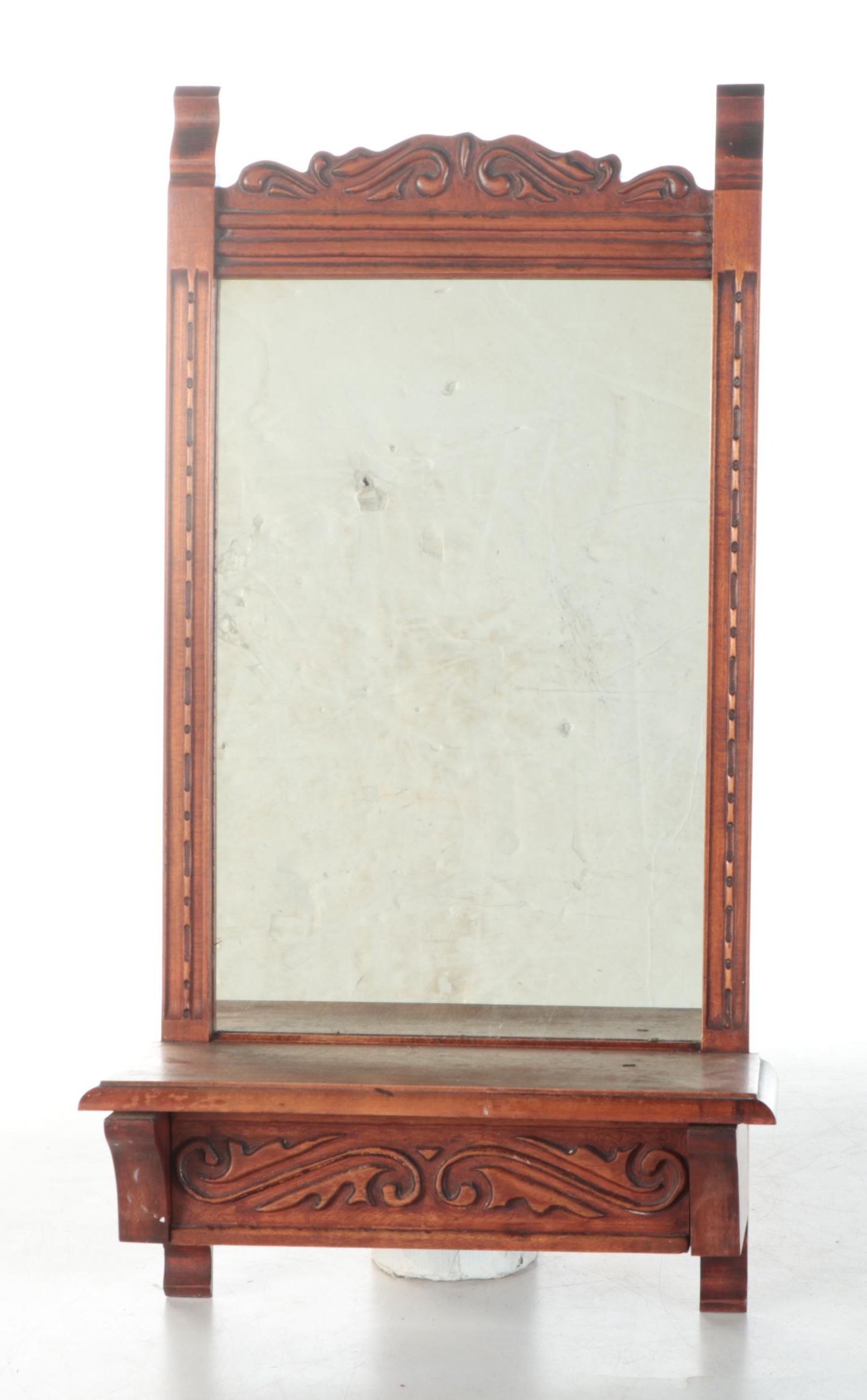 Victorian Carved Wood Dressing Wall Mirror