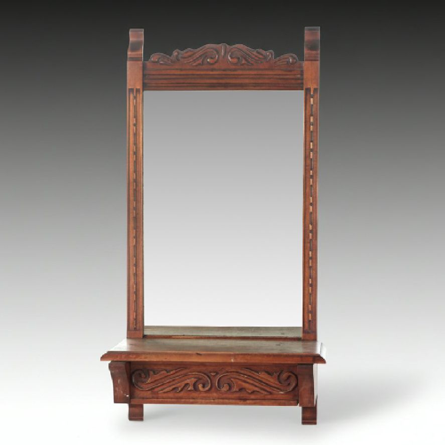 Victorian Carved Wood Dressing Wall Mirror
