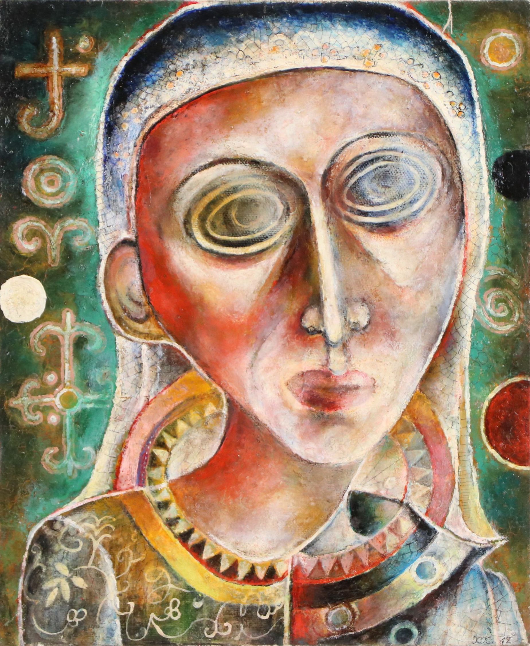 Nikolay Manuylov "Kuk" Surrealistic Oil Panting of Figure with Veil, 2012