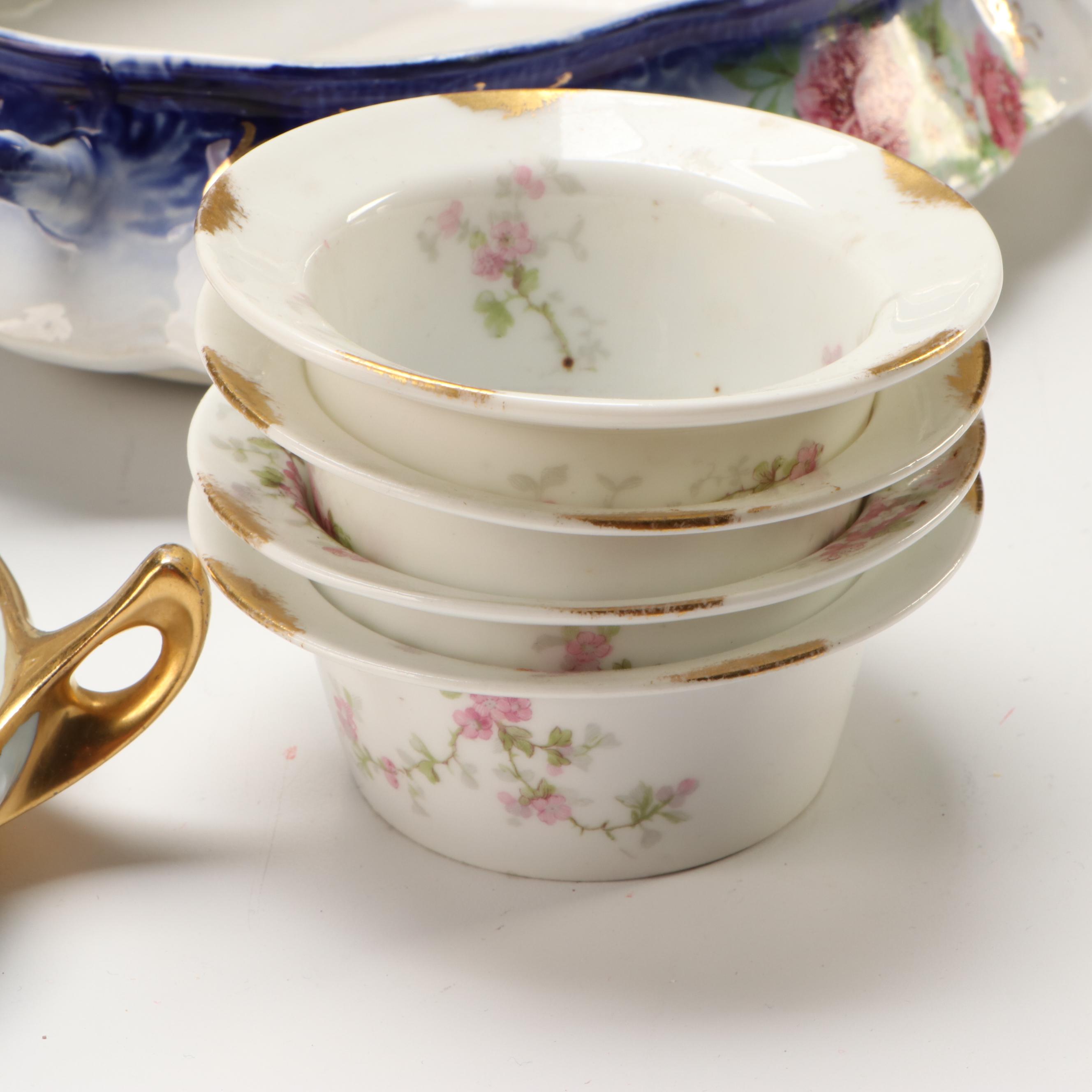 Japanese Hand-Painted Vase and Other Gilt Porcelain Tableware