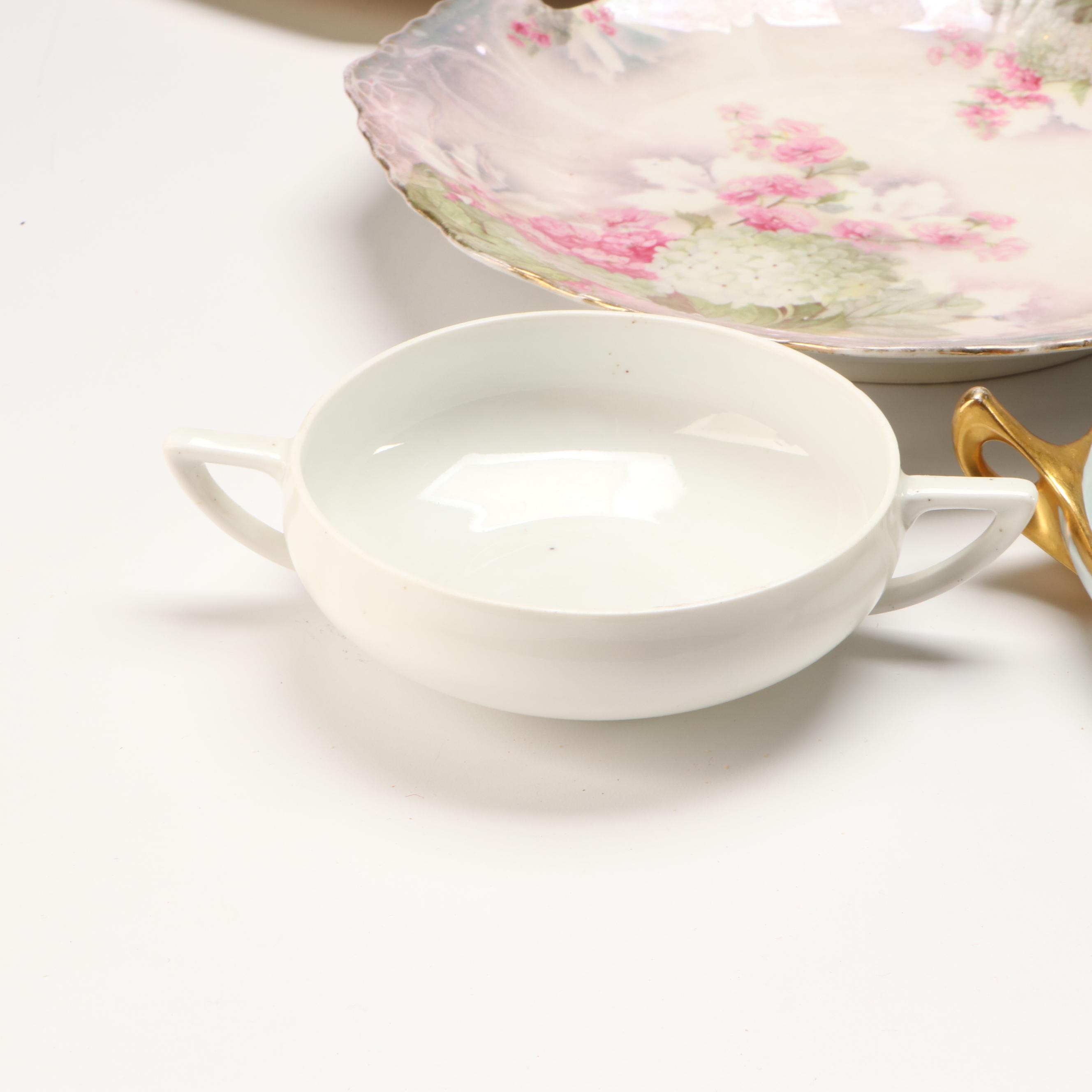 Japanese Hand-Painted Vase and Other Gilt Porcelain Tableware