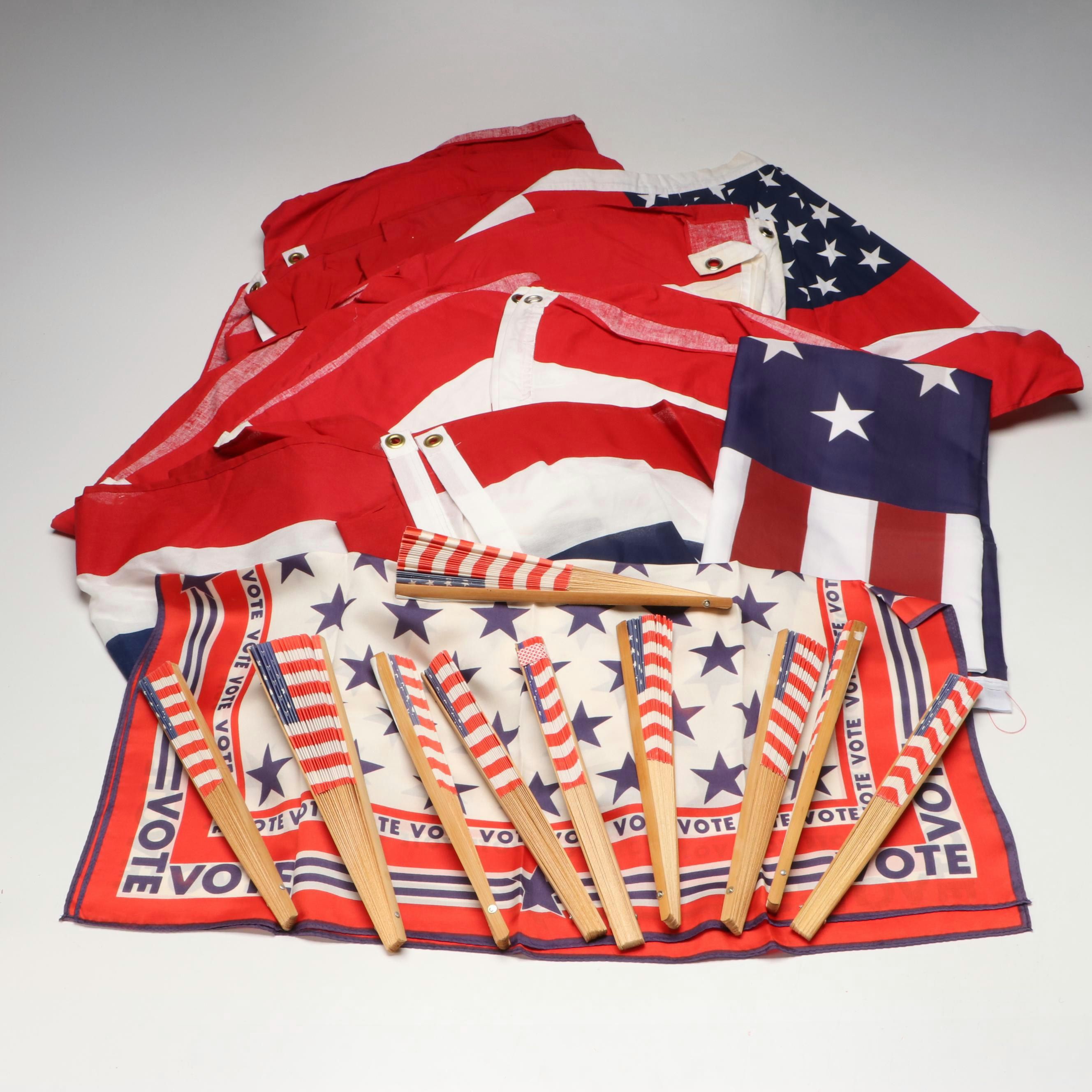 Fourth of July Polyester Bunting Flags with Hand Fans and American Flags