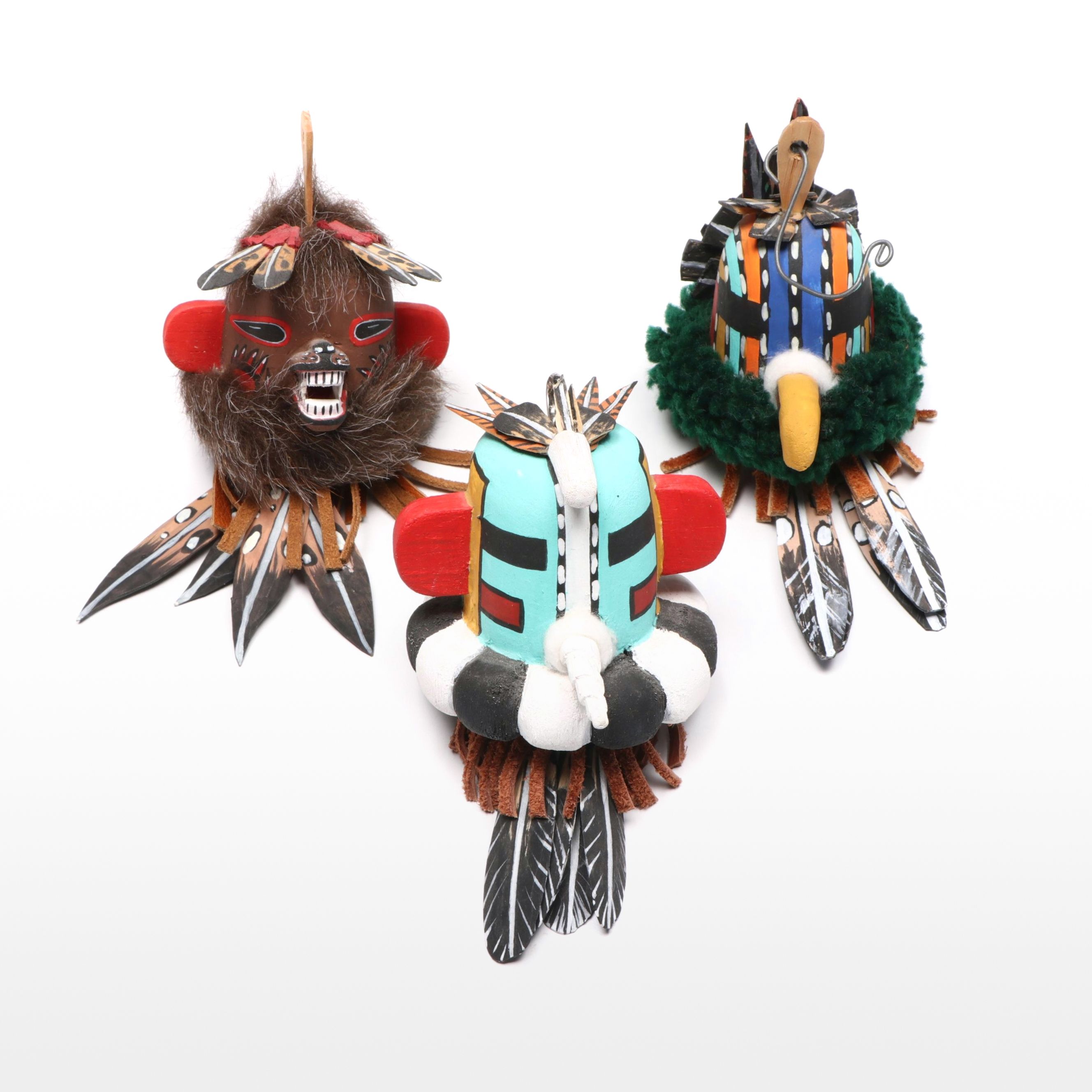 Handmade Polychrome Kachina Doll Heads