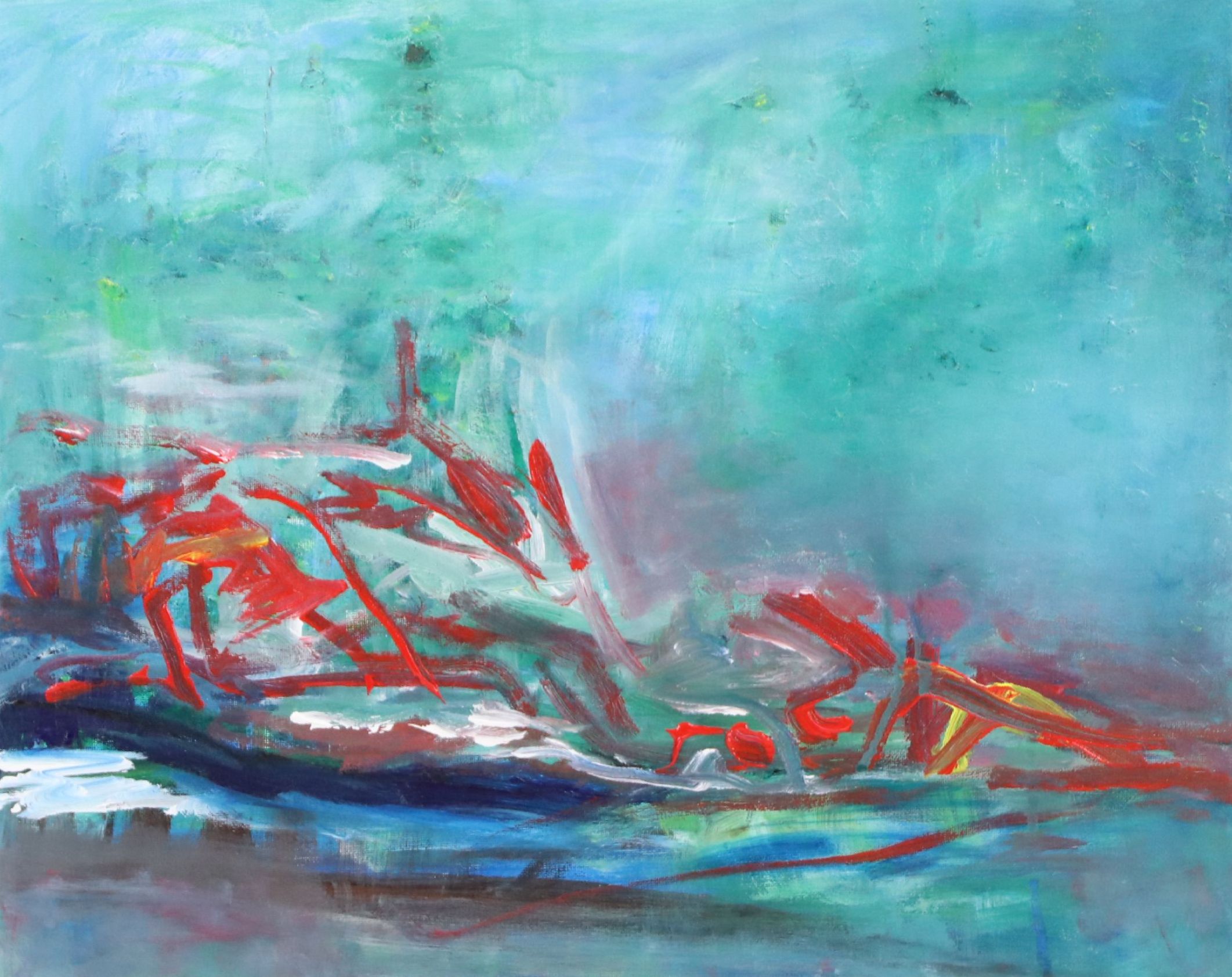 Saul Gefen Blue Acrylic Untitled Painting, 2025