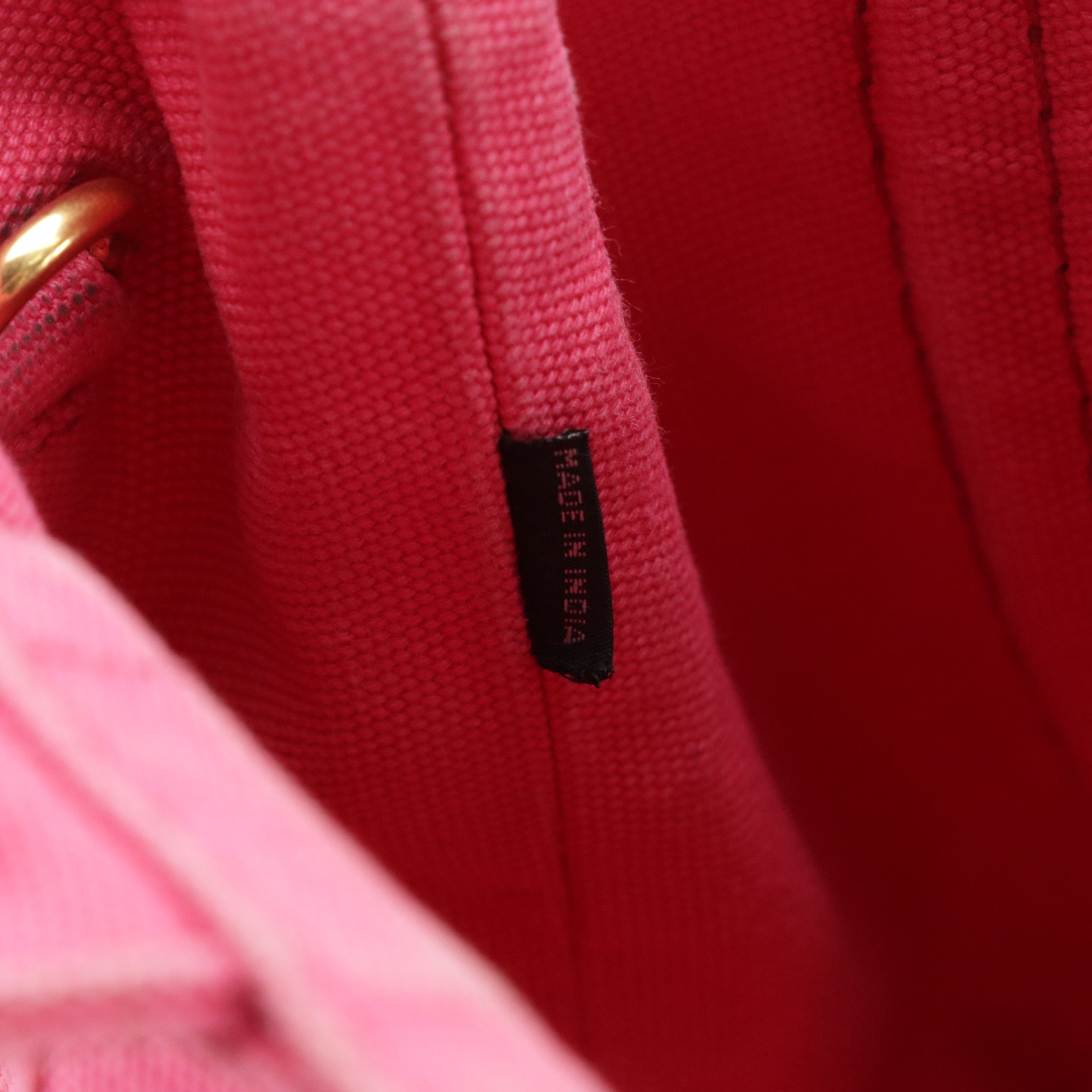 Prada Small Two-Way Tote in Hot Pink Canapa Logo Canvas