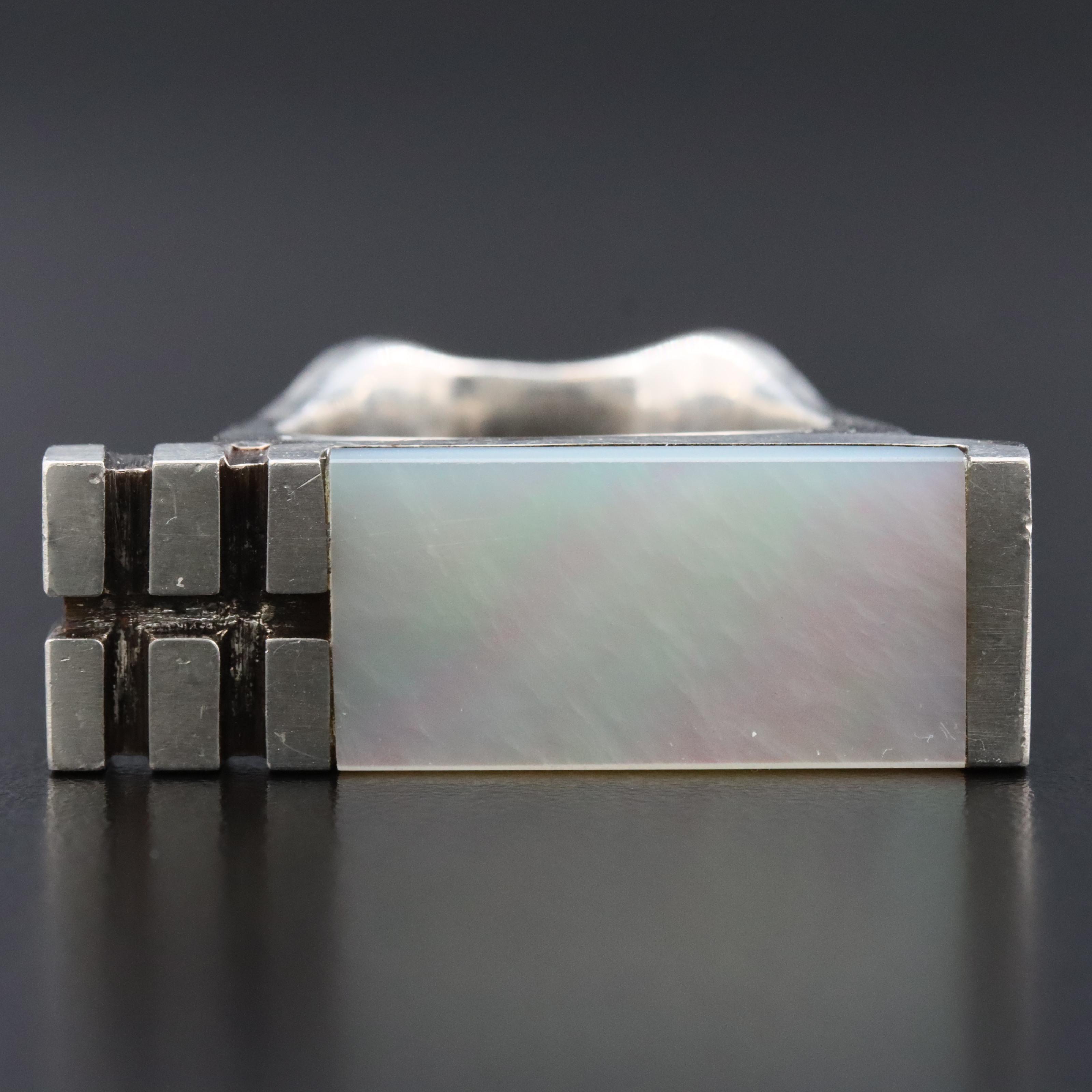 Artisan Sterling Mother-of-Pearl Bar Ring
