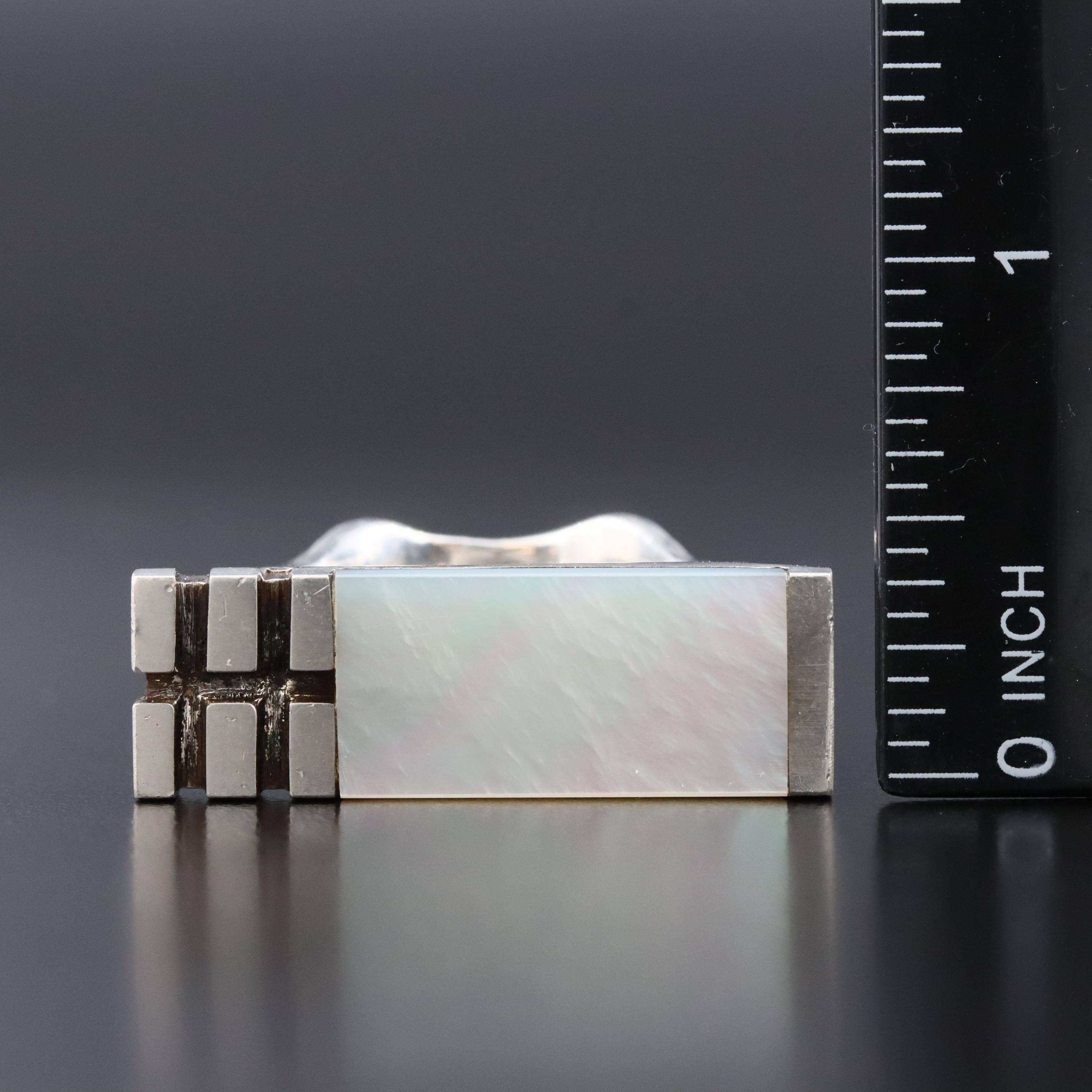 Artisan Sterling Mother-of-Pearl Bar Ring