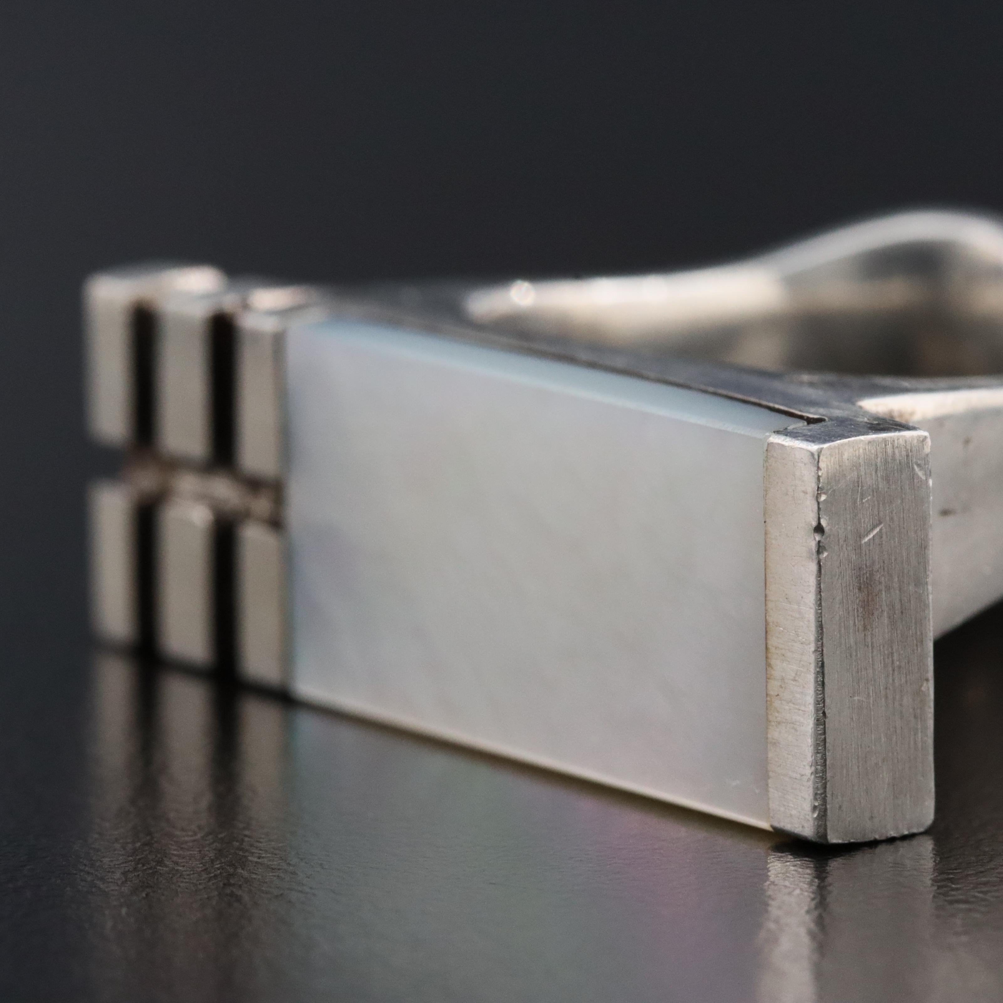 Artisan Sterling Mother-of-Pearl Bar Ring
