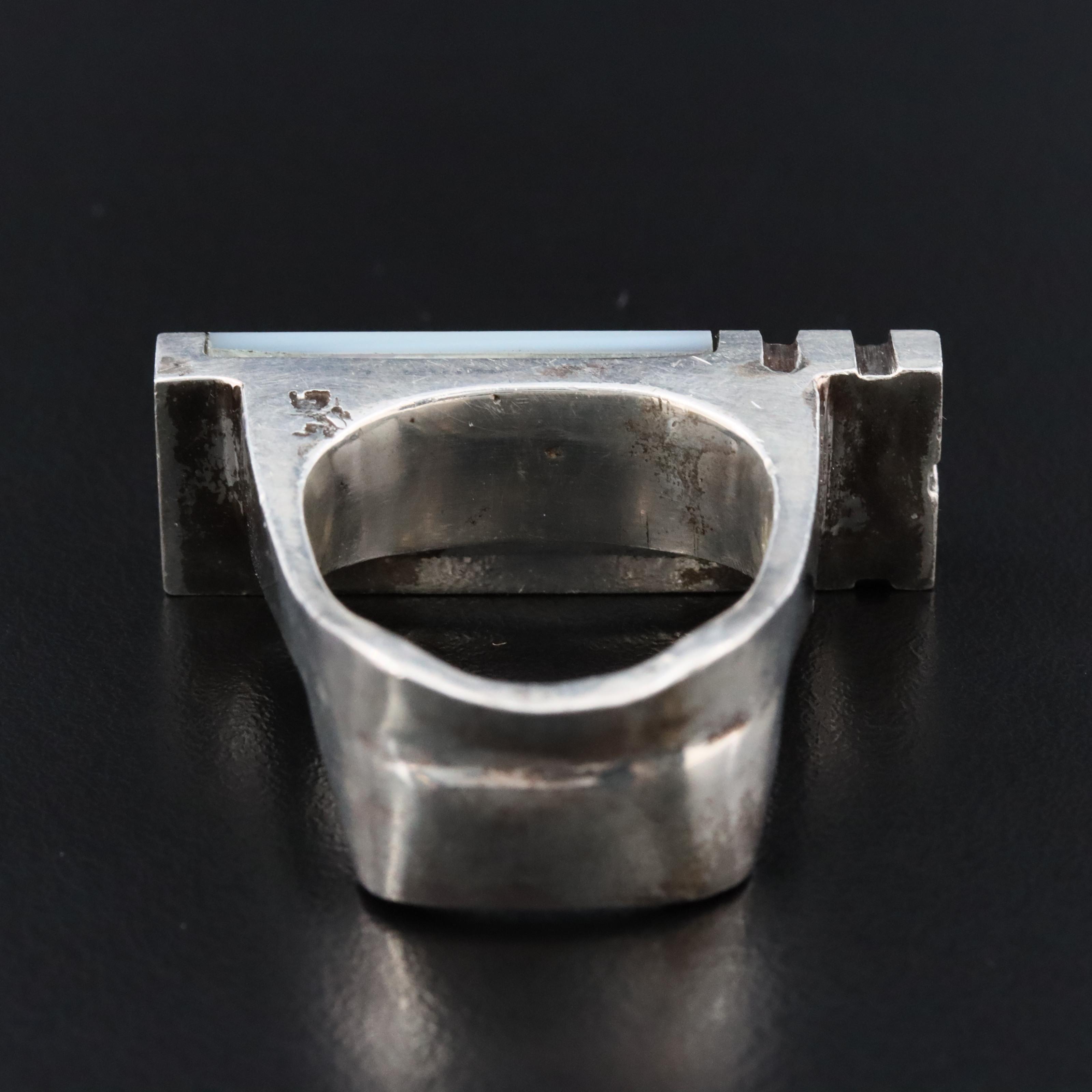 Artisan Sterling Mother-of-Pearl Bar Ring