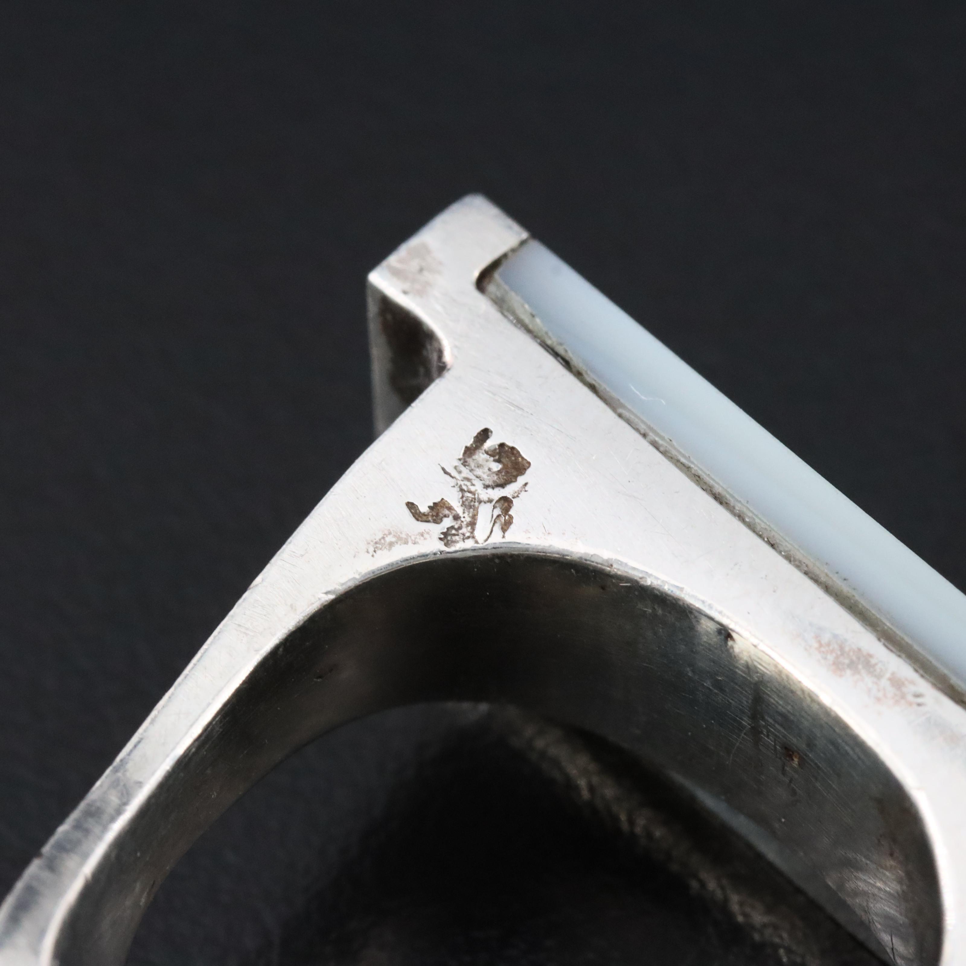 Artisan Sterling Mother-of-Pearl Bar Ring