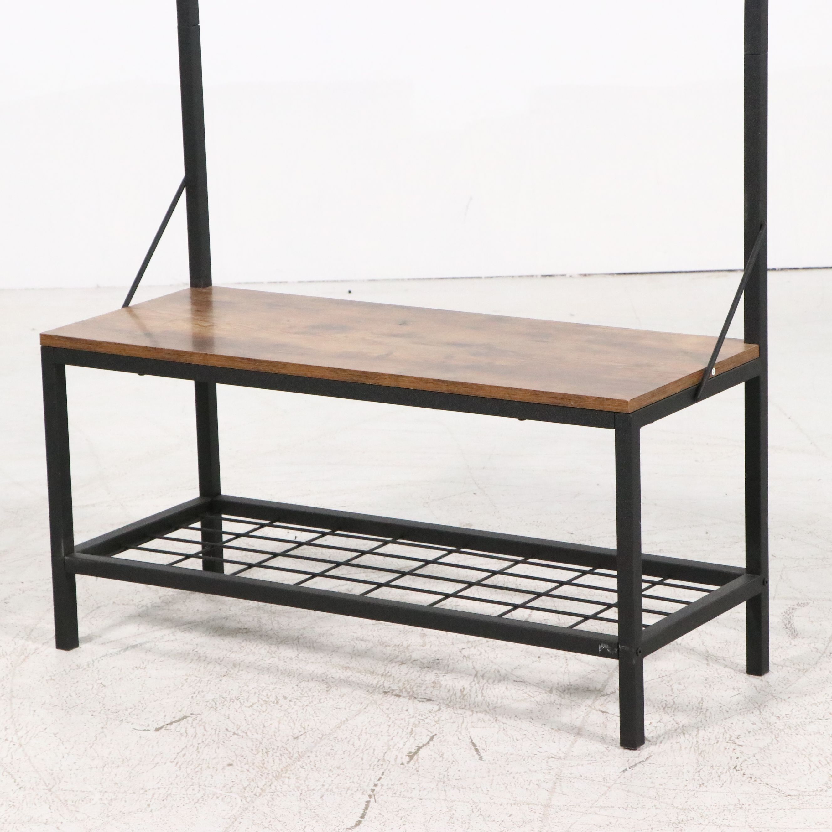 Modern Farmhouse Style Wood and Metal Hall Tree, 2015