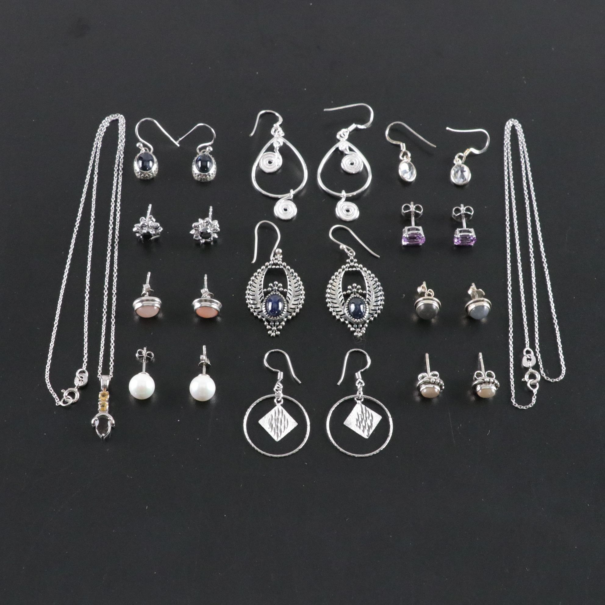 14 Assorted Sterling Earrings and Necklaces