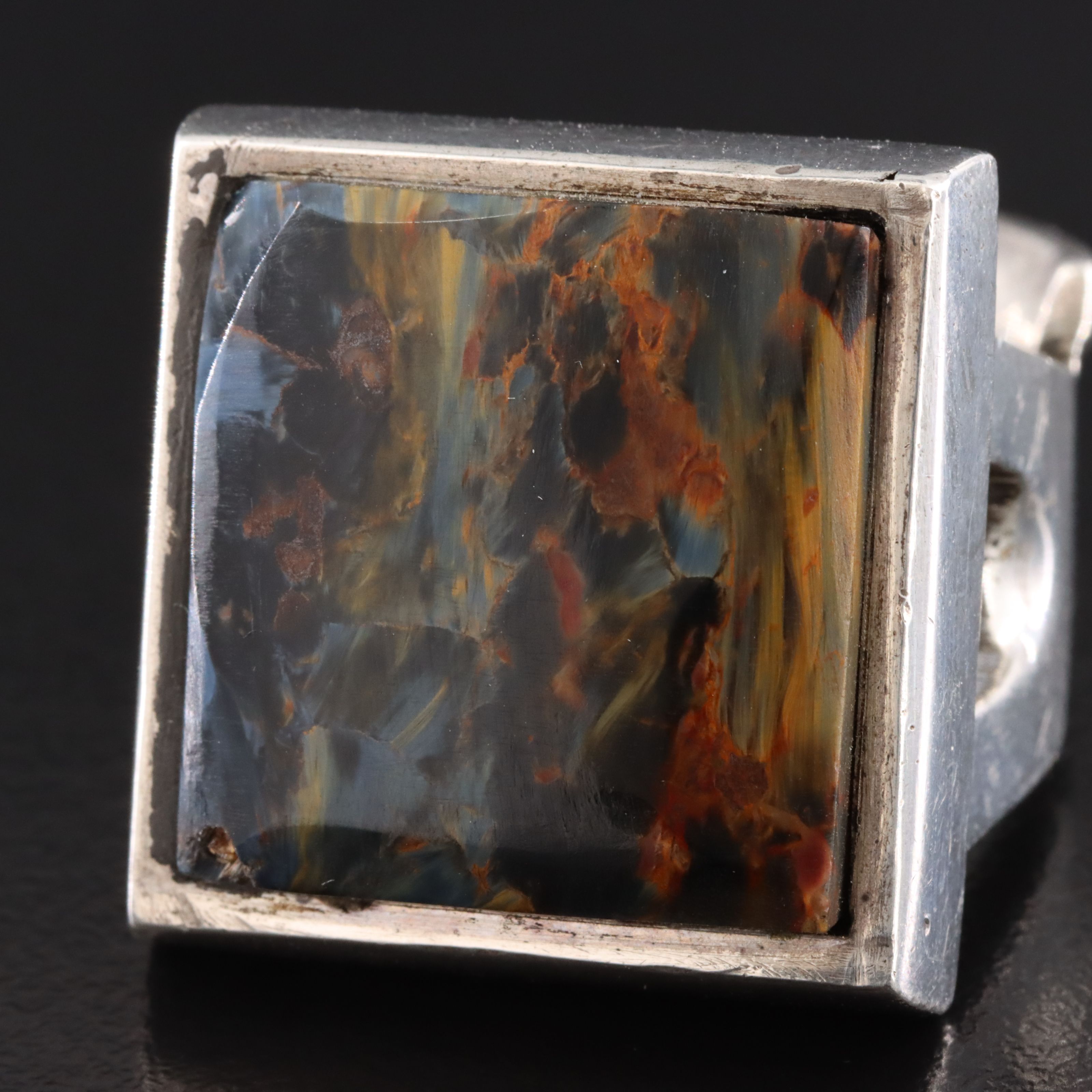 Signed Sterling Pietersite Ring