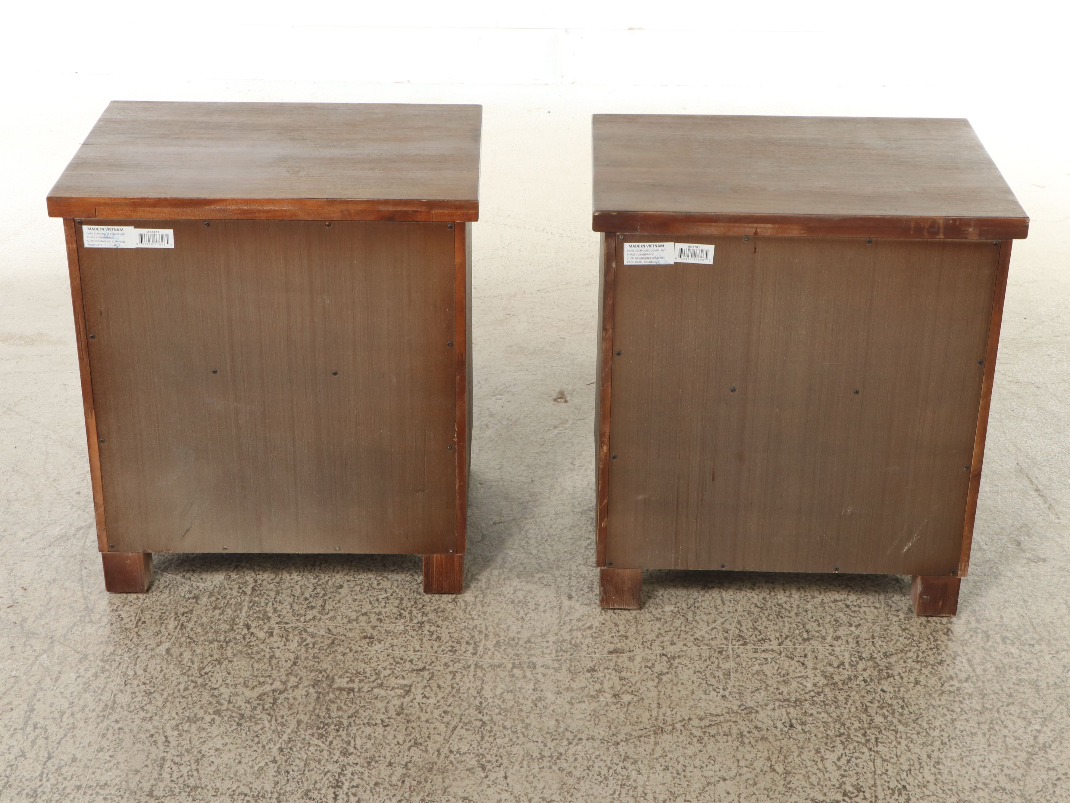 Contemporary Farmhouse Style Bed Frame and Coordinating Nightstands